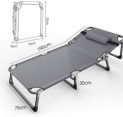 Heavy Duty Folding Chair Bed with Cushion - Extra Wide Grey Lounge Chair for Camping, Outdoor, Office, Sports & Hiking - Perfect for Relaxation, Resting and Small Space Living