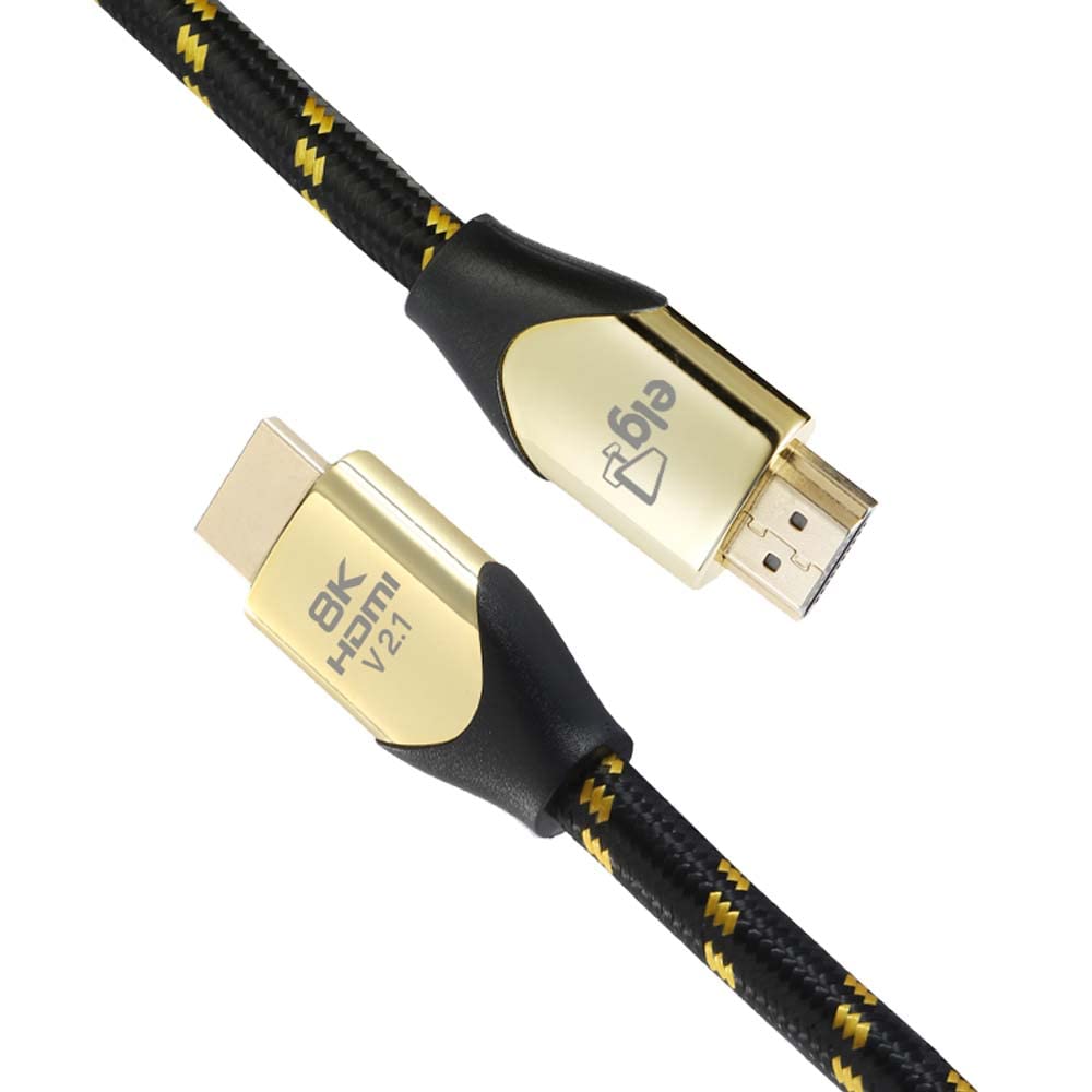 ELG 8K Certified HDMI Cable 2.1 48Gbps 6.6FT/2M - Ultra High Speed 8K@60Hz, 4K@120Hz, 144Hz - 24K Gold Plated Connectors with eARC, Ethernet, VRR, TrueHD, DTS-X, Dolby Atmos - Compatible with Smart TVs, Laptops, Gaming Monitors & Home Theater Systems