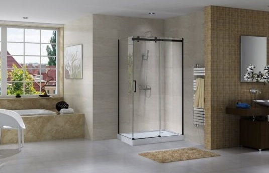 48x36 Inch Avi Corner Shower Door and Base Kit - Frameless Glass Shower Enclosure for Bathroom Remodel - Perfect for Small Bathrooms & Modern Home Decor