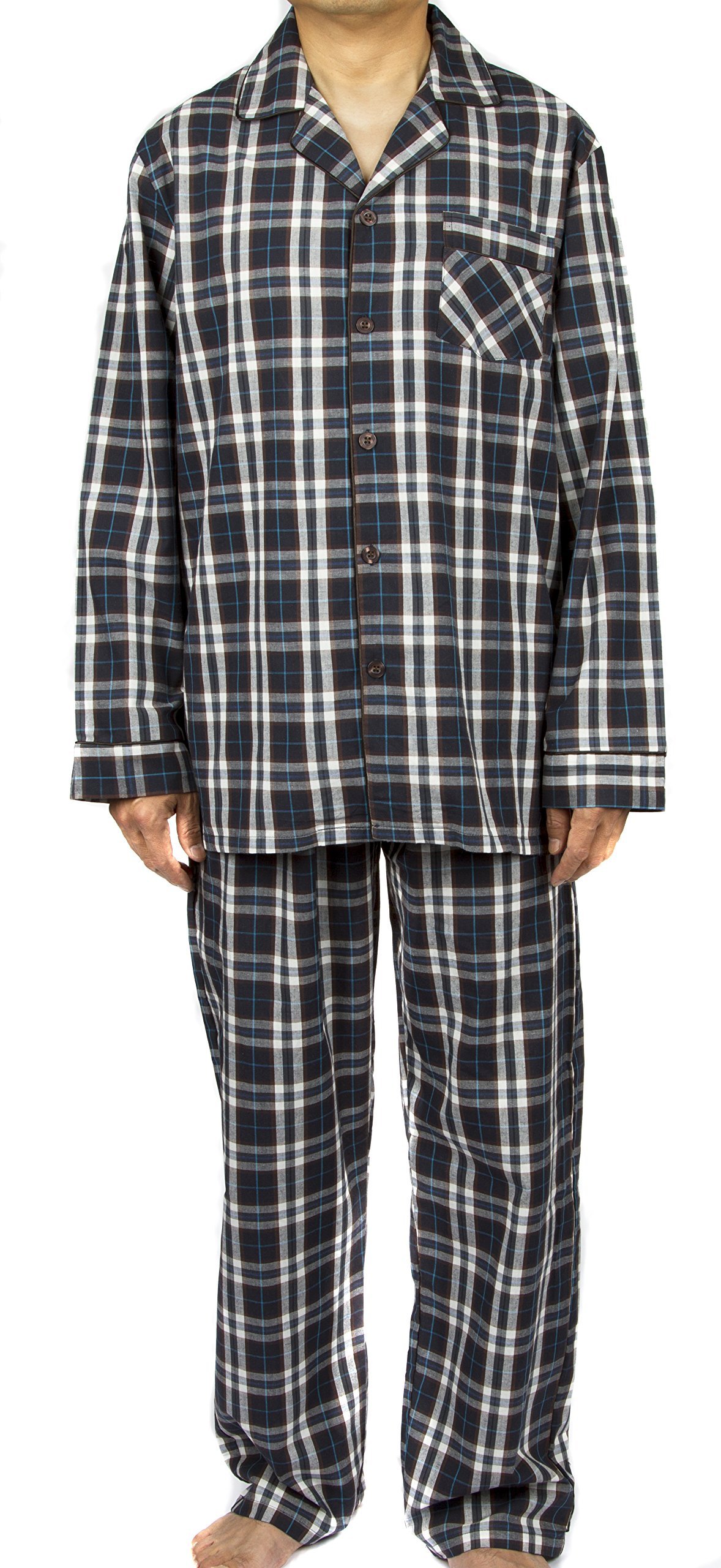Premium Classic Cotton Men's Pajama Set - Soft Button-Front Sleepwear for Men | Comfortable Lounge & Sleepwear for Home, Travel & Relaxation