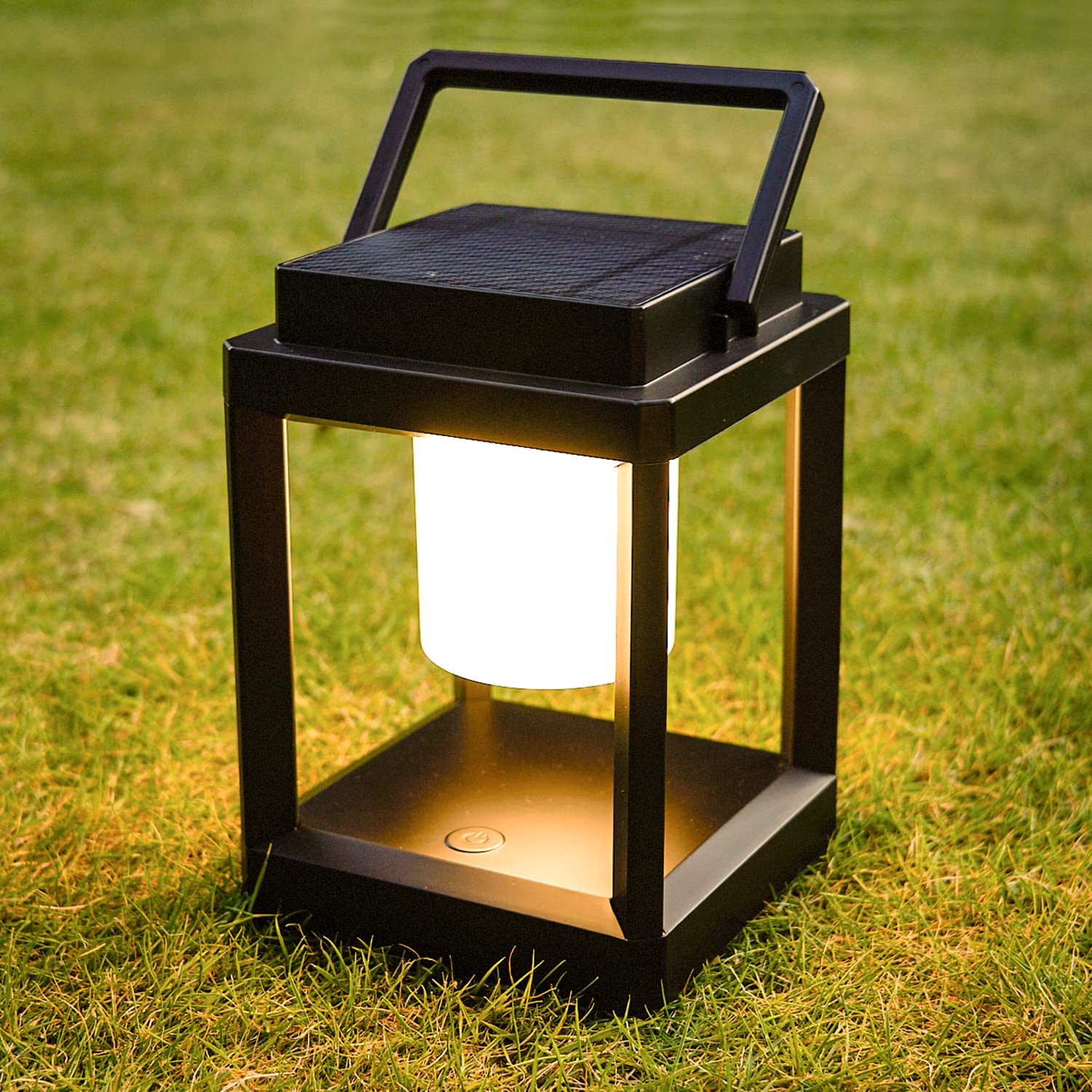 CANDEN Outdoor Solar Table Lamp - 3-Level Brightness LED Rechargeable Lantern, Waterproof Portable Touch Control Cordless Hanging Light for Patio, Garden, Camping, Reading & Emergency Lighting