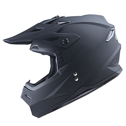 1Storm Adult Motocross Helmet - BMX MX ATV Dirt Bike Racing Helmet with Bluetooth Headset (HF801 Matte Black) - Perfect for Off-Road, Motorcycle Racing & Adventure Riding