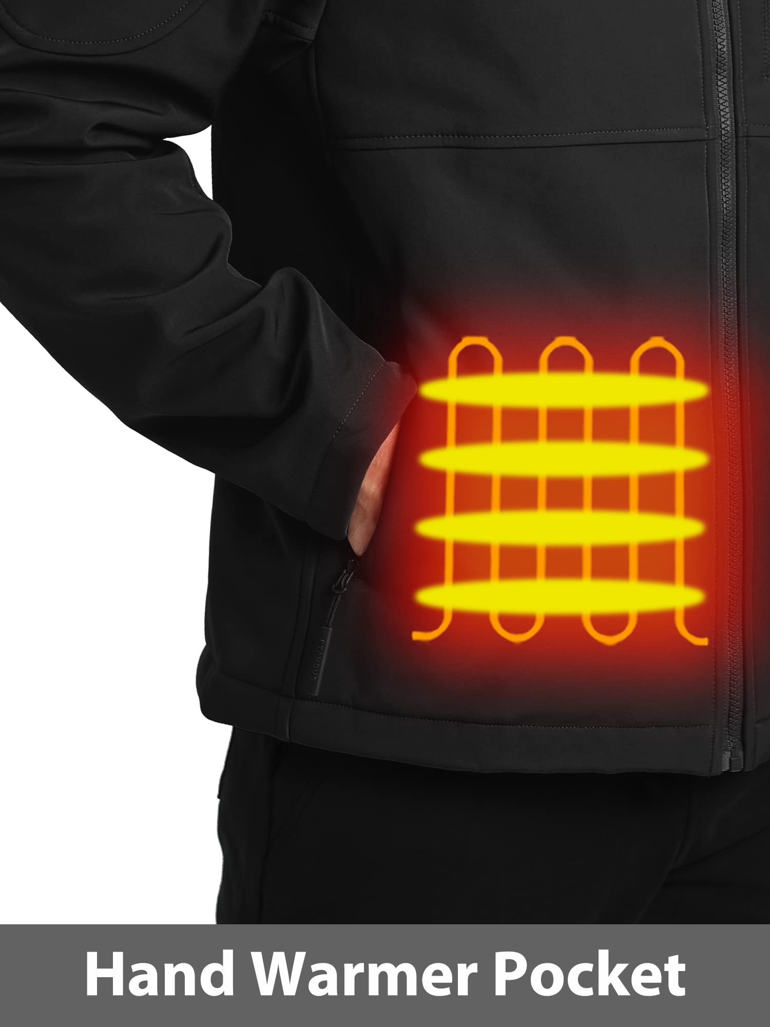 PTAHDUS Men's Heated Jacket with Rechargeable 7.4V Battery Pack - Winter Warm Coat with Hand Warmer Pockets for Outdoor Activities, Hunting & Camping