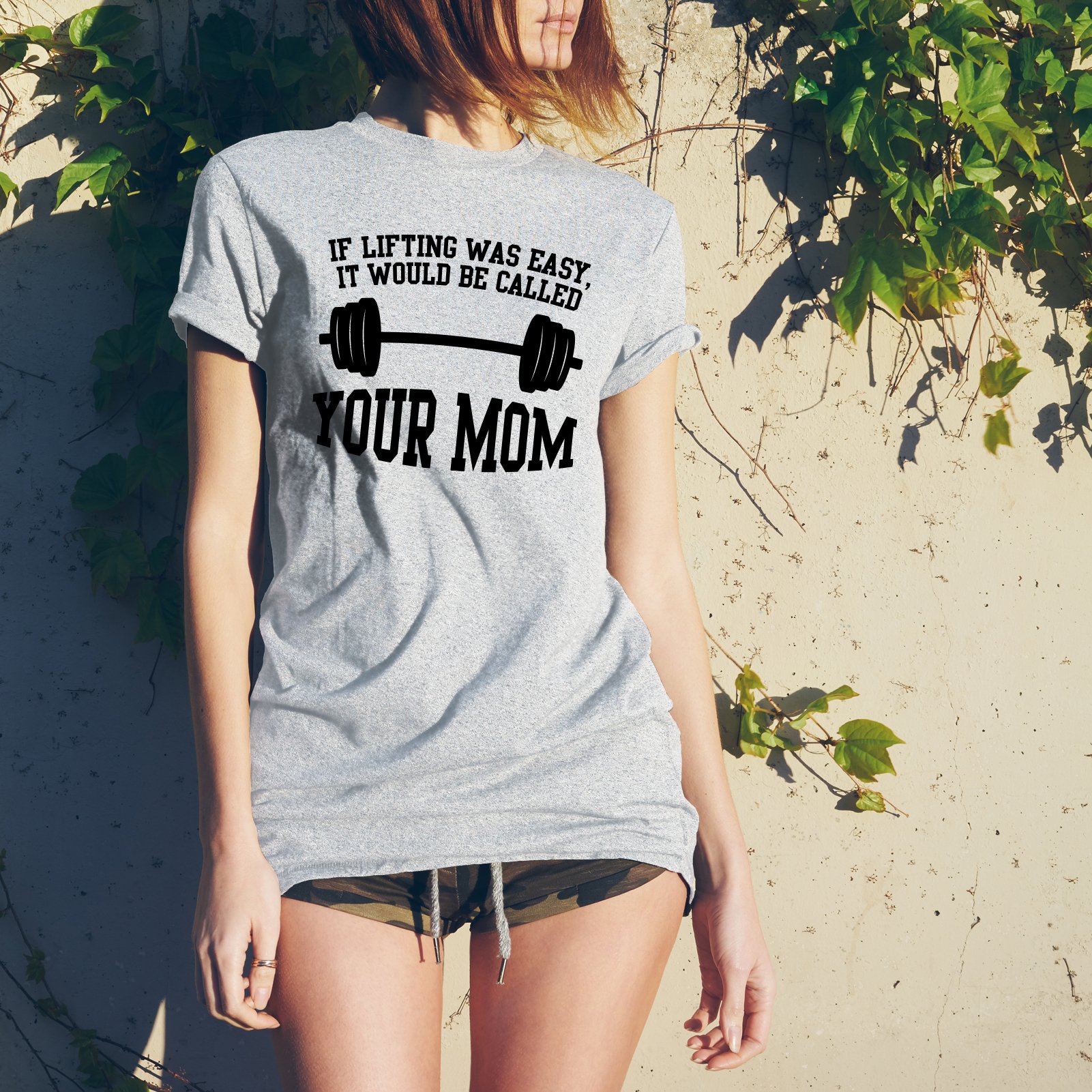 UGP Campus Apparel Gym Weight Lifting Training T-Shirt - Funny 'If Lifting Was Easy' Mom Joke Tee for Workout & Fitness Enthusiasts