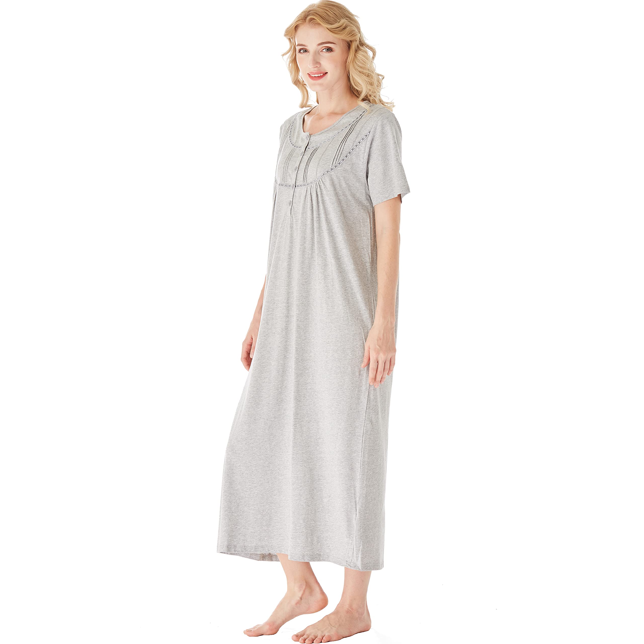Keyocean Women's 100% Cotton Short Sleeve Nightgown - Soft & Lightweight Sleepwear for Ladies | Perfect for Summer Nights, Lounging & Relaxing at Home