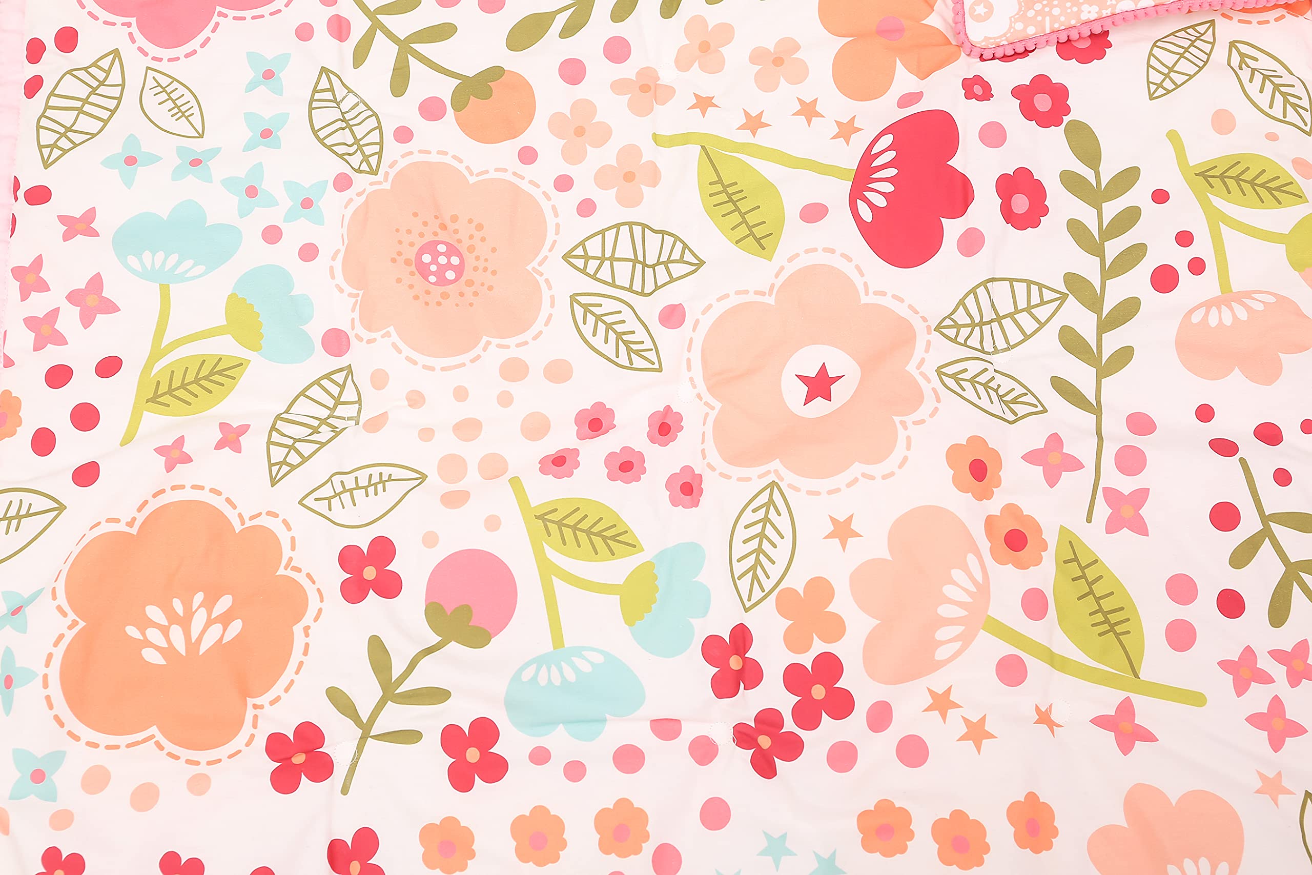 100% Cotton 6-Piece Pink Floral Baby Crib Bedding Set - Includes Quilt, Fitted Sheet, Skirt, Blanket, Diaper Storage Bag & Window Valance - Soft Flower Pattern Nursery Bedding for Girls - Perfect for Nursery Decor, Baby Showers & Newborn Gifts