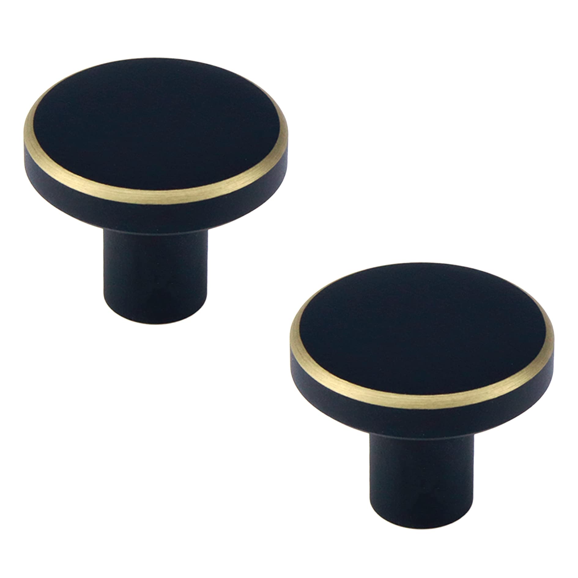 Mcredy 2-Pack Brass & Black Cabinet Knobs - 1x0.8 Inch Drawer Pulls Handles for Kitchen, Bathroom & Furniture (Durable Hardware for Cabinets & Dressers)