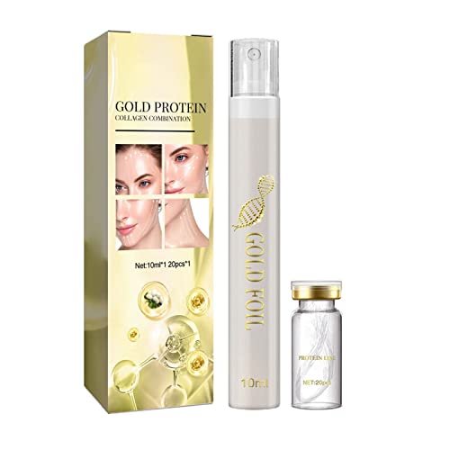 Vegan Soluble Gold Protein Thread Facial Serum - 10ml Anti-Aging Collagen Boost for Skin Lifting & Moisturizing | Perfect for At-Home Spa Treatments & Nighttime Skincare Routines