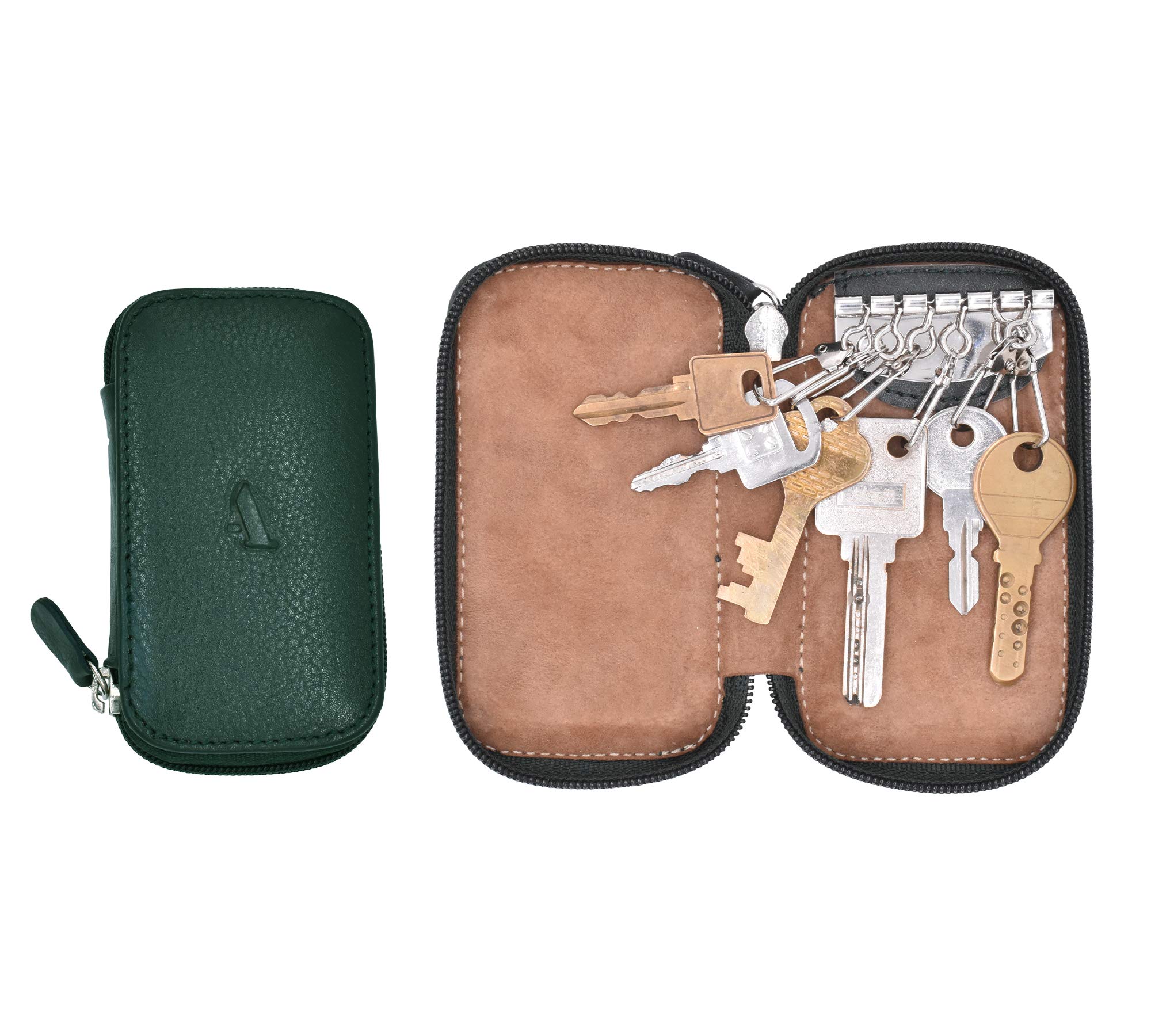 Premium Full Grain Genuine Leather Keychain Holder - 6 Key Hook Organizer Pouch for Men & Women | Durable Key Ring Case for Home, Office, Car Keys & Daily Essentials