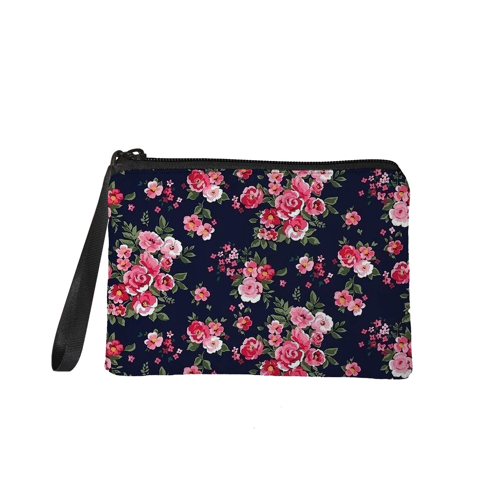 LEDBack Coin Purse & Card Holder - Rose Flower Pattern Zipper Wallet for Change, Business Cards & Small Items | Compact Keychain Pouch for Shopping, Travel & Everyday Use