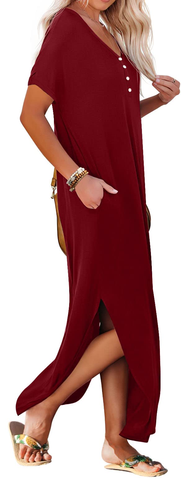 GRECERELLE Women's Summer Casual Long Sleeveless Maxi Dress with Double Slit - Perfect for Beach, Vacation, and Evening Outfits