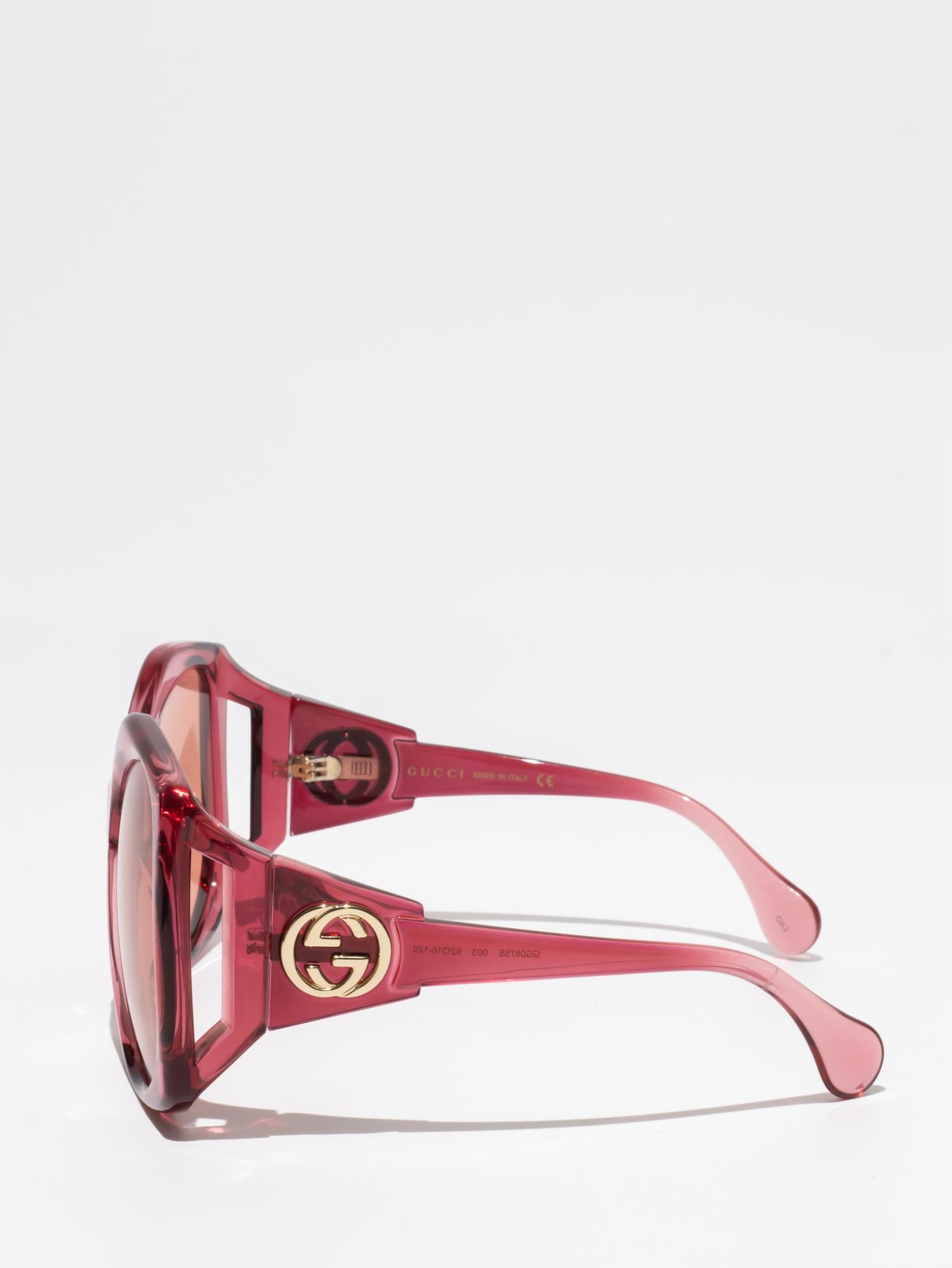 GUCCI GG0875S 003 Burgundy Sunglasses for Women - Luxury Designer Shades for Fashion, Travel & Outdoor Activities