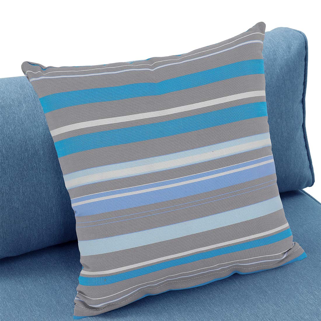 **Outdoor Armless Chair for Sectional Sofa Set - Denim Blue Thick Cushions & Woven Striped Pillow - Perfect for Garden, Pool, Backyard, Patio, and Deck Relaxation**