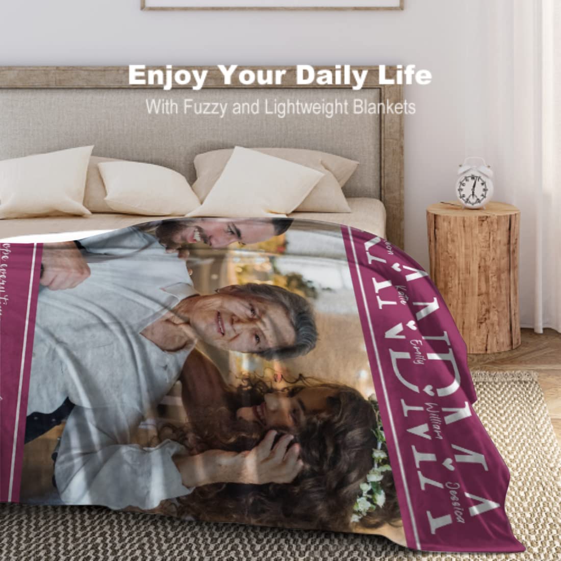 Custom Memorial Blanket for Grandma - Personalized Photo Collage Fleece Throw with Name - Loving Memory Gift - 5 Sizes (Made in USA) - Perfect for Remembrance, Comfort & Family Keepsakes