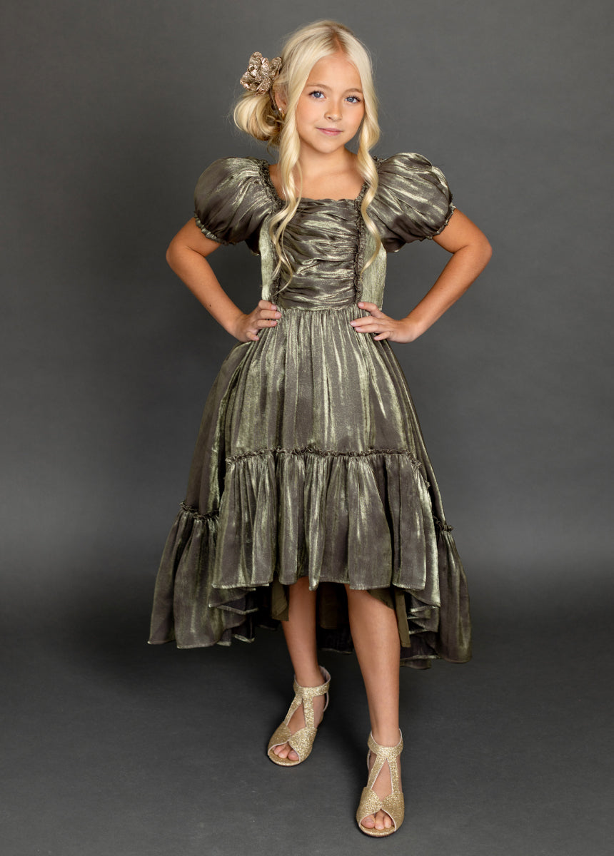 Mathilda Petticoat Dress in Bronze Iridescent - Vintage Style Lace Skirt for Women | Perfect for Weddings, Parties & Special Occasions