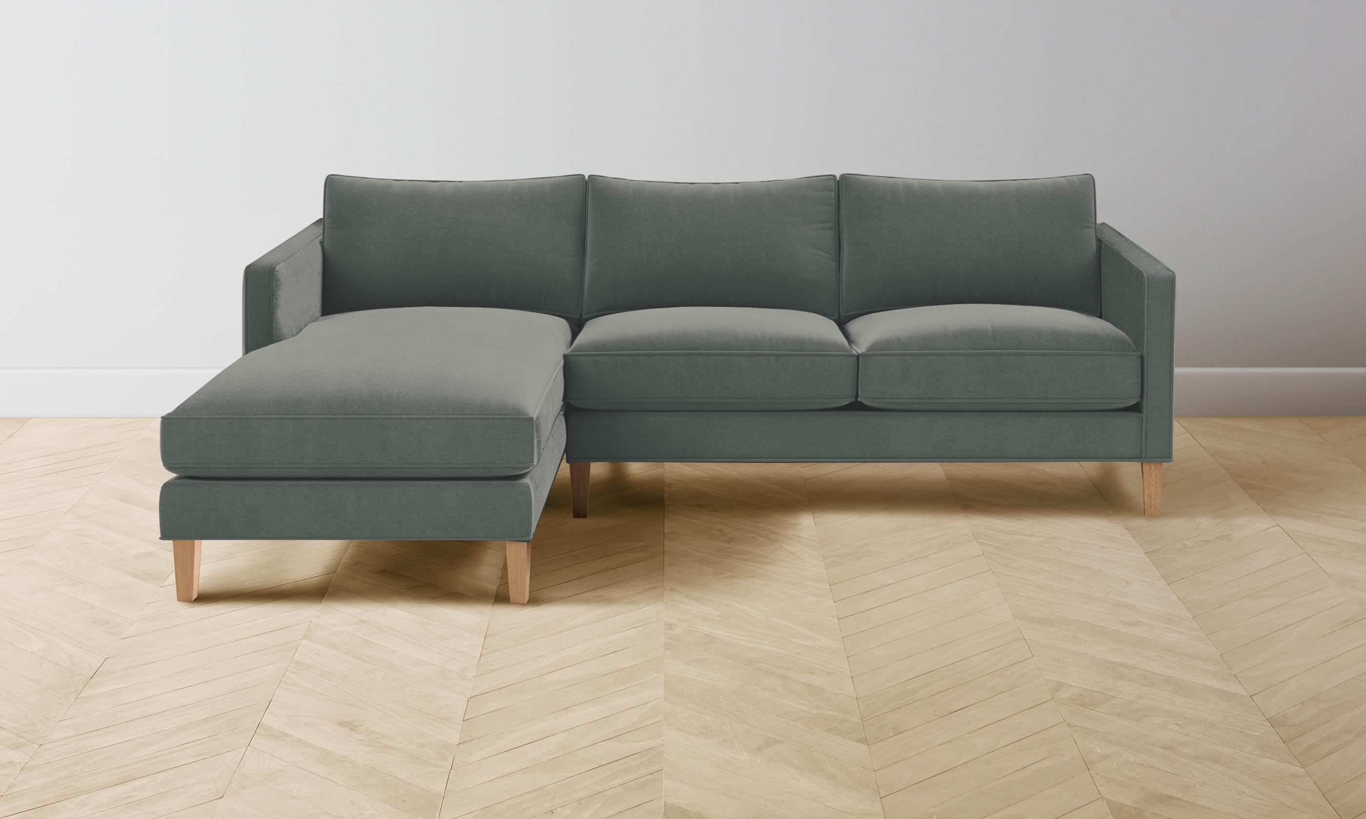 Premium Crosby Sectional Sofa - Luxurious Mohair Fabric in Elegant Fog Gray - Perfect for Living Room, Lounge, or Family Room Comfort