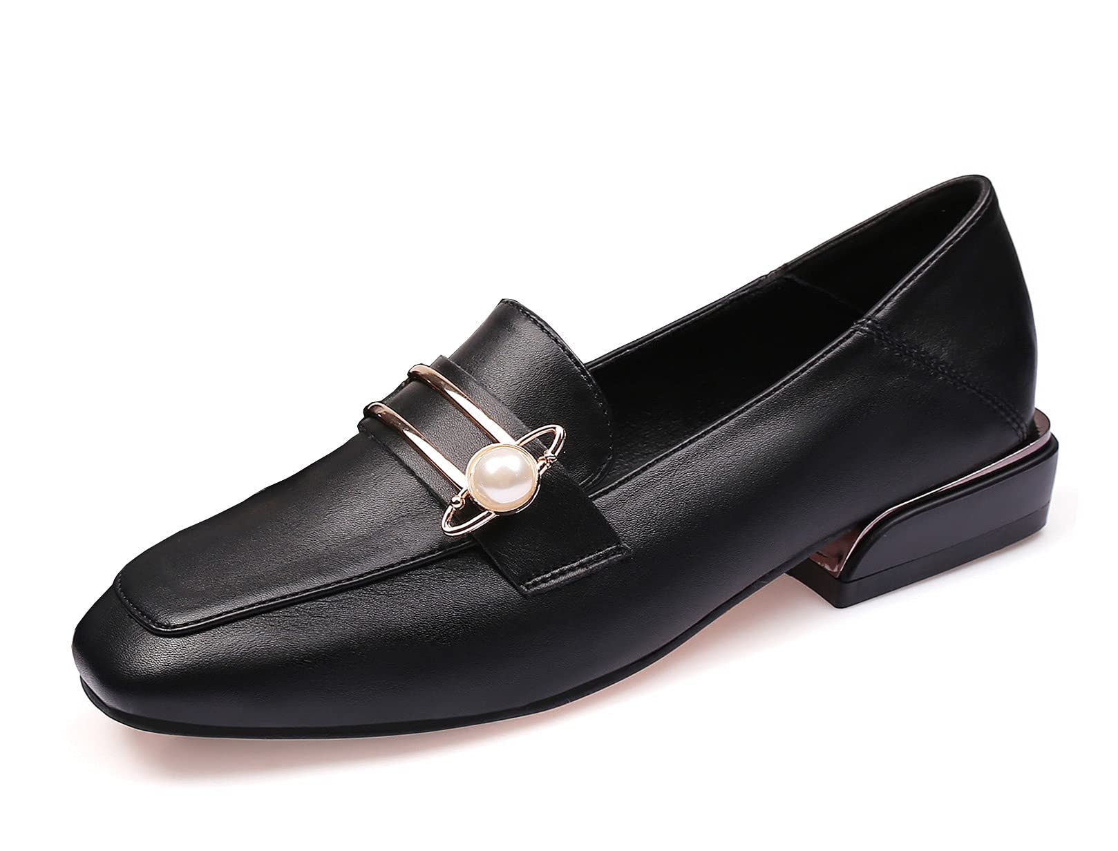 Mininshion Women's Penny Loafers Casual Flats with Low Heel - Black Size US 9.5 | Comfortable Slip-On Shoes for Office, Walking & Daily Wear