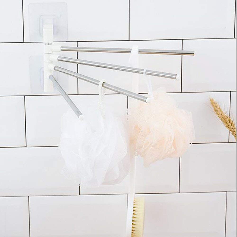 ARRAY Platinum 4-Bar Stainless Steel Folding Towel Rack - Chrome Finish Space-Saving Organizer for Bathroom & Kitchen - Portable Stand with Hangers for Towels, Robes & Clothes (Ideal for Small Spaces & Dorm Rooms)