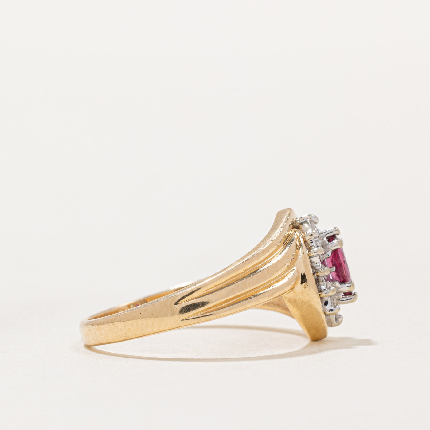 Exquisite Marquise Cut Ruby & Diamond Halo Ring - 0.18ct Ruby & 0.12ctw Diamonds - Size 7 - Perfect for Engagement, Anniversary & Special Occasions