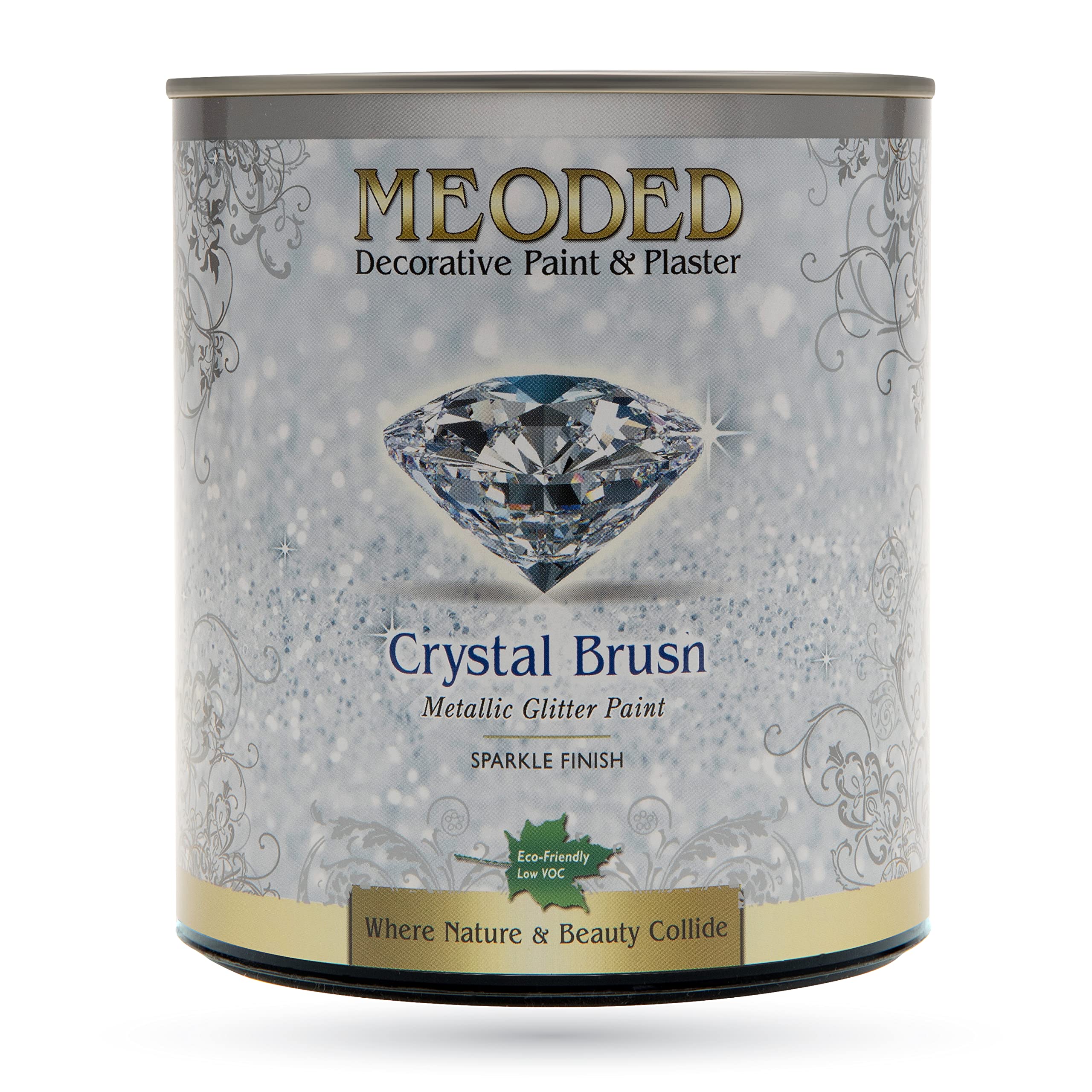 Meoded Premium Crystal Brush Glitter Paint - Water-Based Interior Wall Paint with Sparkle Finish for Home Decor, DIY Projects & Accent Walls - Living Room, Bedroom, Kids Room & Craft Room Decorating