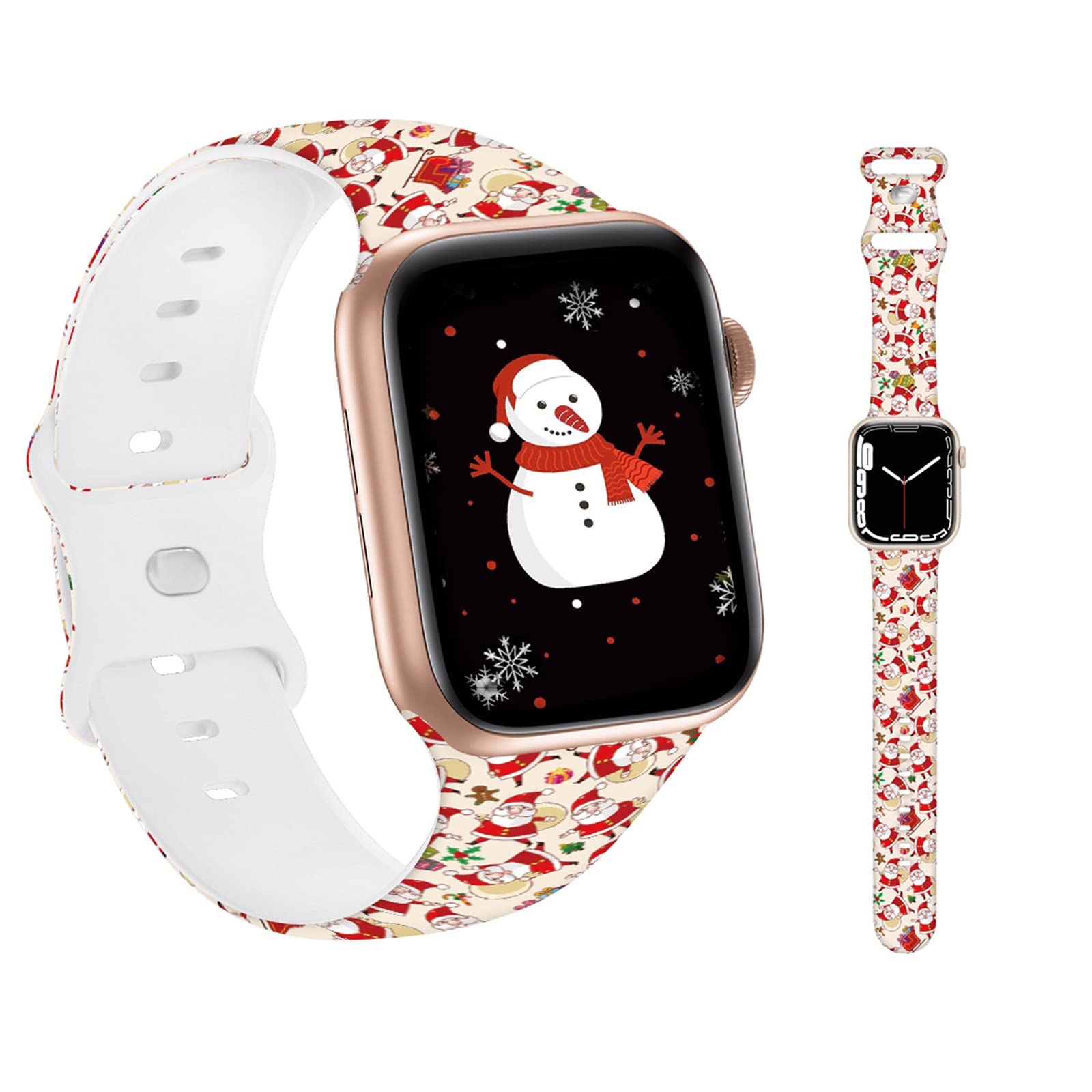 Breathable Christmas Bands for Apple Watch 38mm 40mm 41mm - Soft Silicone Sports Strap Compatible with iWatch SE & Series 10/9/8/7/6/5/4/3/2/1 - Festive Santa Claus Design - Perfect for Holiday Gifts, Workouts & Everyday Wear