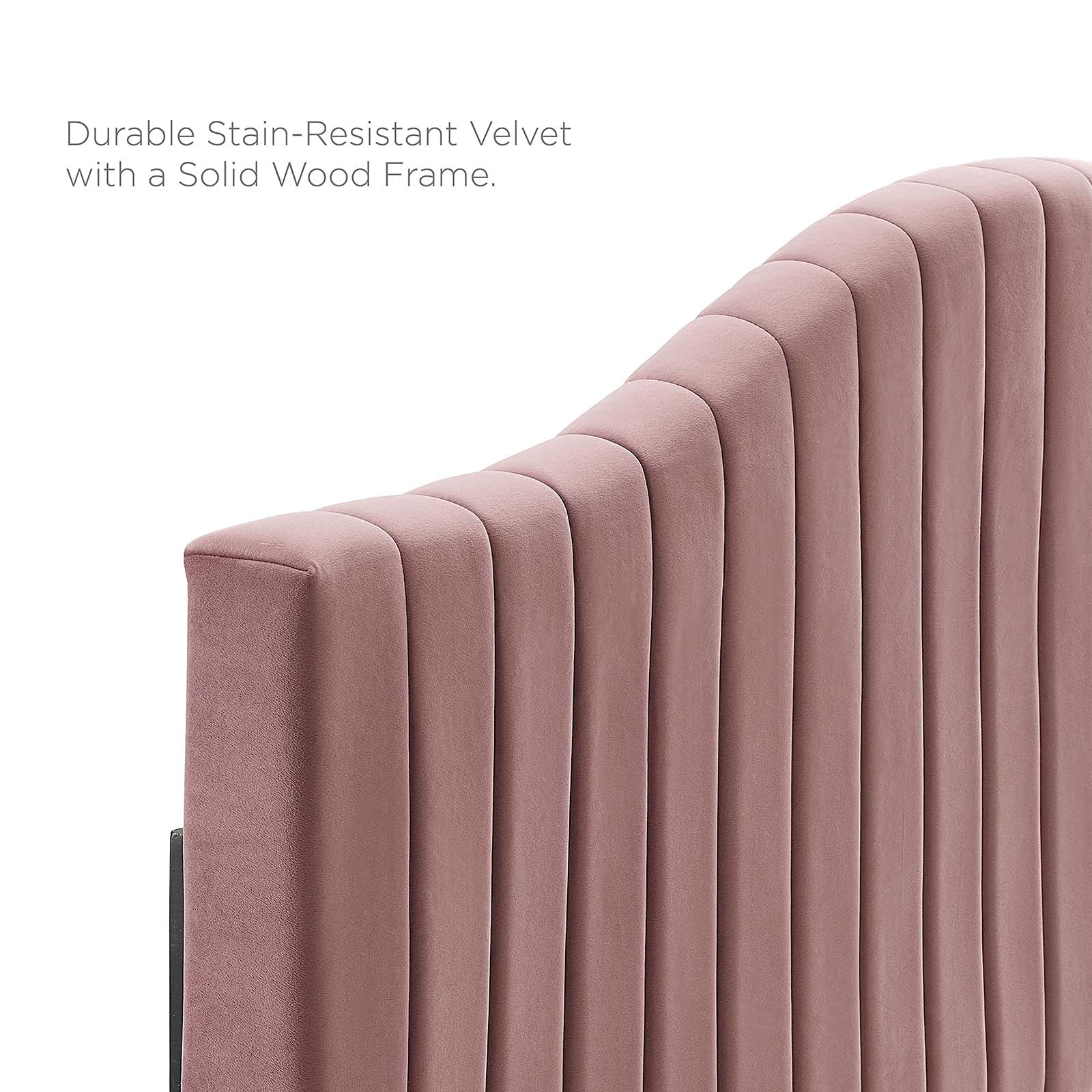 Modway Juniper Full Size Platform Bed Frame in Dusty Rose - Modern Minimalist Bedroom Furniture for Small Spaces & Guest Rooms