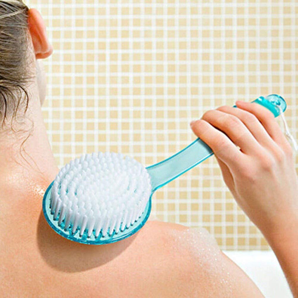 Majik Long Handle Body Scrub Brush - Exfoliating Shower Brush with Massage Bristles for Back, Feet & Hard to Reach Areas (Multi-Color, 1 Pack) - Perfect for Deep Cleansing, Dry Brushing & Spa-Like Shower Experience