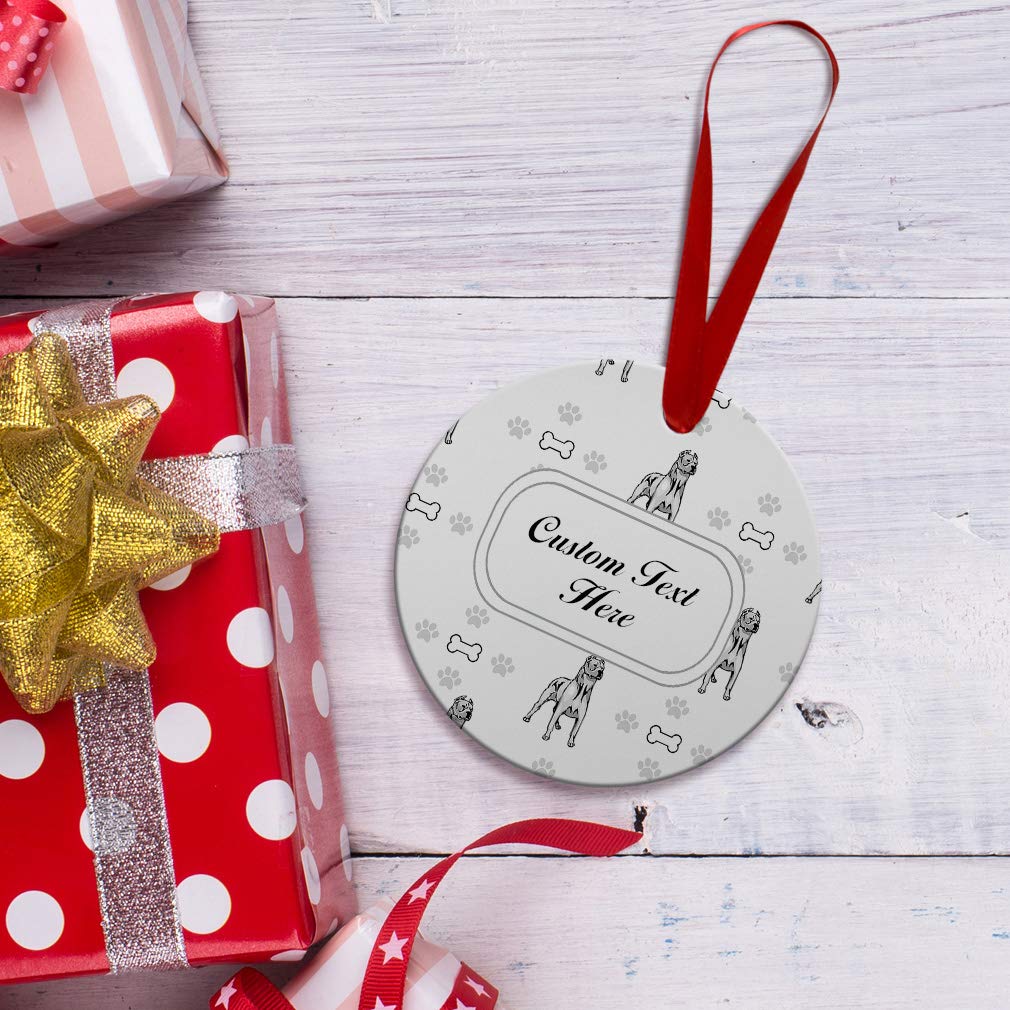 Dogo Argentino Dog Bones Paws Pattern Aluminum Christmas Ornament - Personalized Holiday Tree Decoration with Benelux Landscape Shape | Perfect for Xmas Decor, Pet Lover Gifts & Festive Home Decorating