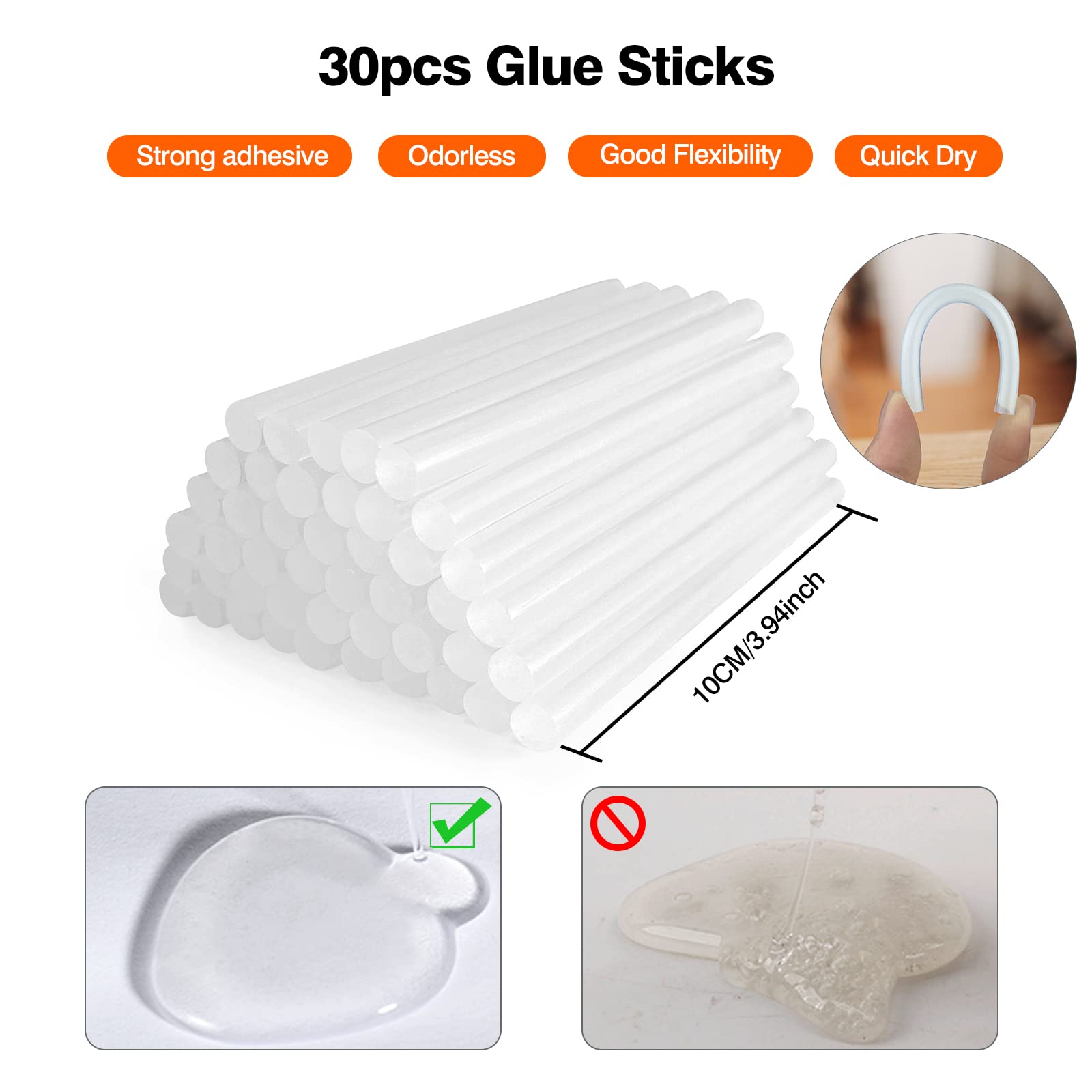Mini Hot Glue Gun Kit with 30 Glue Sticks - 20W Fast Heating Lightweight Craft Gun for DIY, Home Repairs, School Projects - Perfect for Arts & Crafts, Jewelry Making, Woodworking & Holiday Decorations (White)