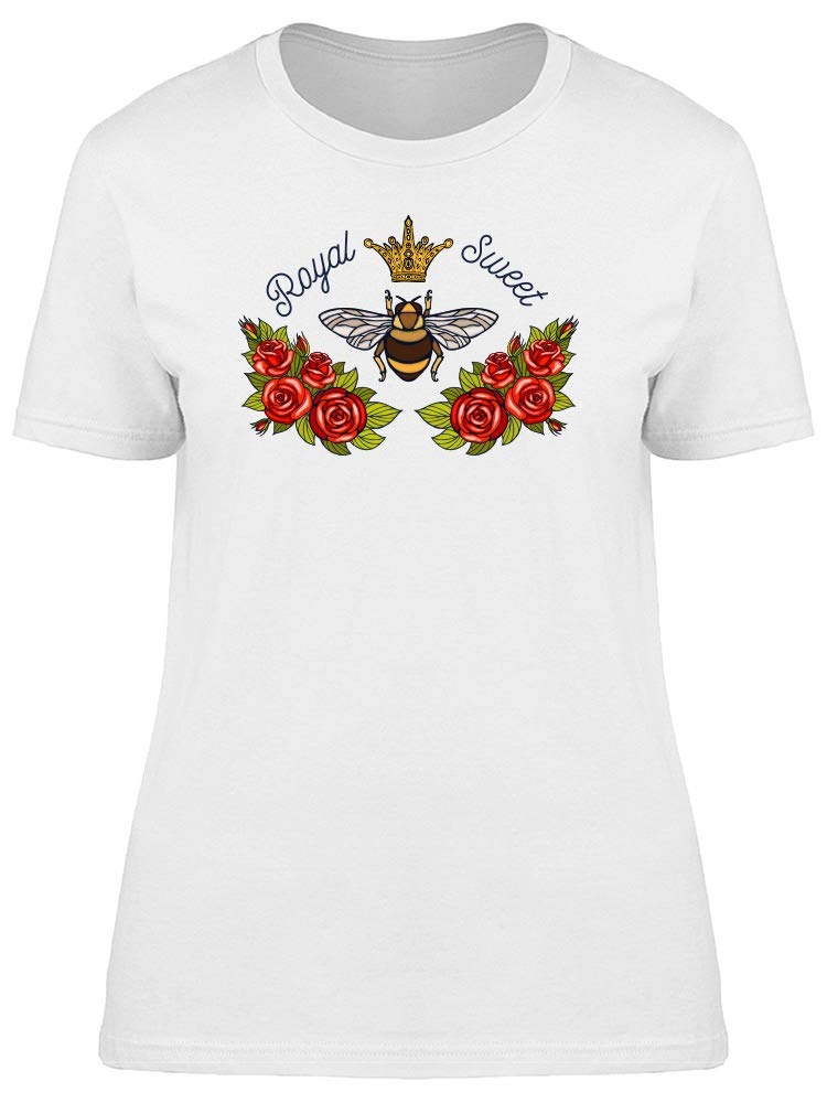 Bee Crown & Red Roses Tee for Women - Casual Summer Outfits
