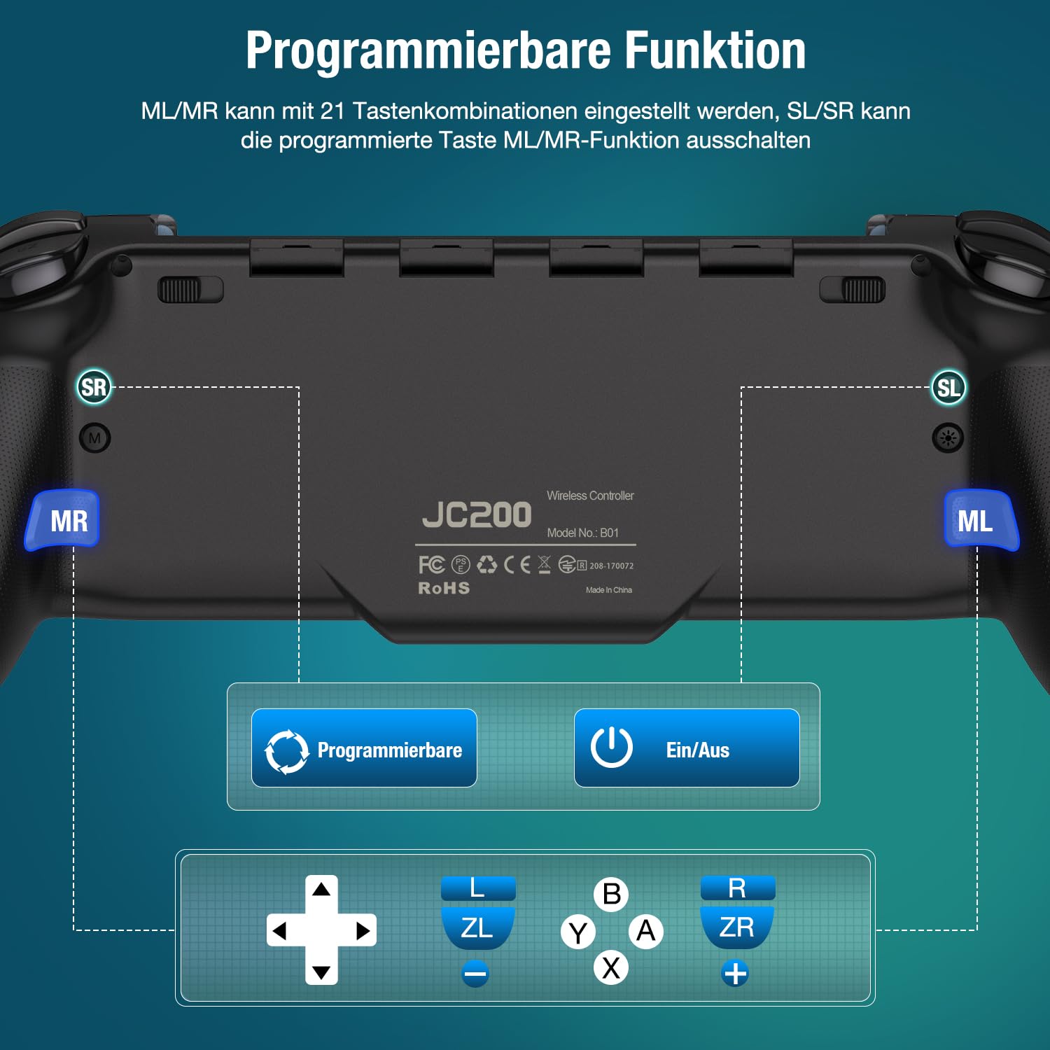 Elegamefy One-Piece Joypad Controller Replacement for Nintendo Switch/OLED - Pro Controller with Cool RGB Lights, Programmable, Dual Vibration, Turbo & Wake-Up Function - Perfect for Gaming, Travel & Family Entertainment