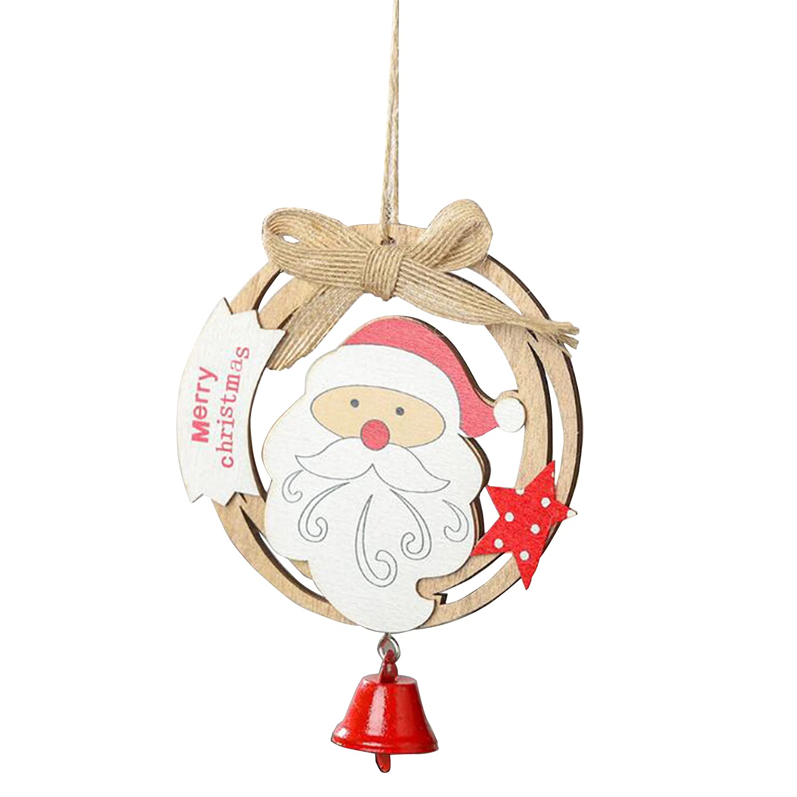 SIYANO Santa Claus Wooden Window Bell Pendant - Christmas Wooden Ornaments & Hanging Bells for Holiday Decor - Cute Santa Decoration for Shop Windows, Home, and Christmas Tree (Perfect for Xmas Gifts & Festive Decor)