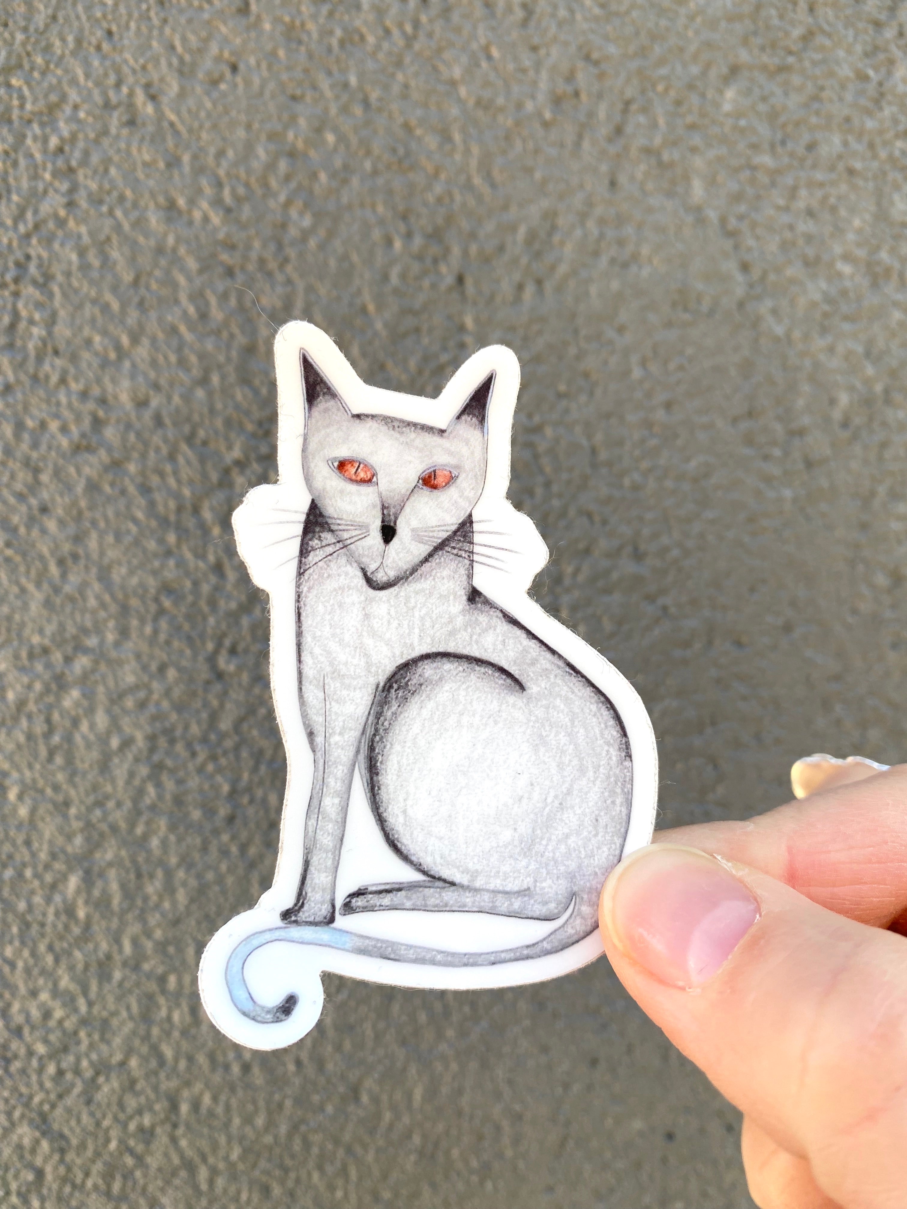 Cute Sylvia Cat Sticker - Waterproof Vinyl Decal for Laptops, Phones & DIY Crafts - Perfect for Scrapbooking, Journaling & Personalizing Devices