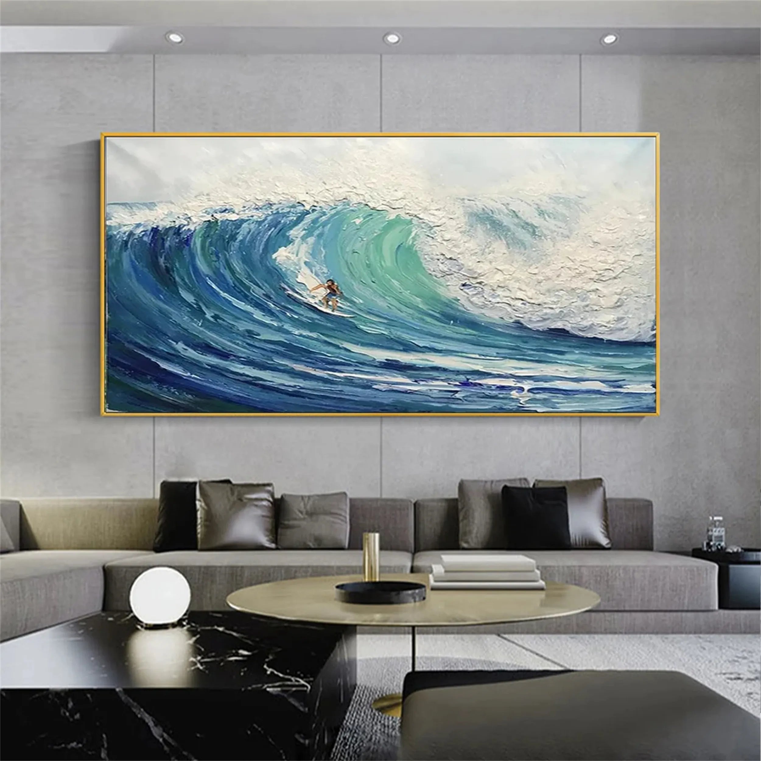 Ocean and Sky Painting - Handmade Canvas Wall Art #OS123 for Living Room, Bedroom & Office Decor