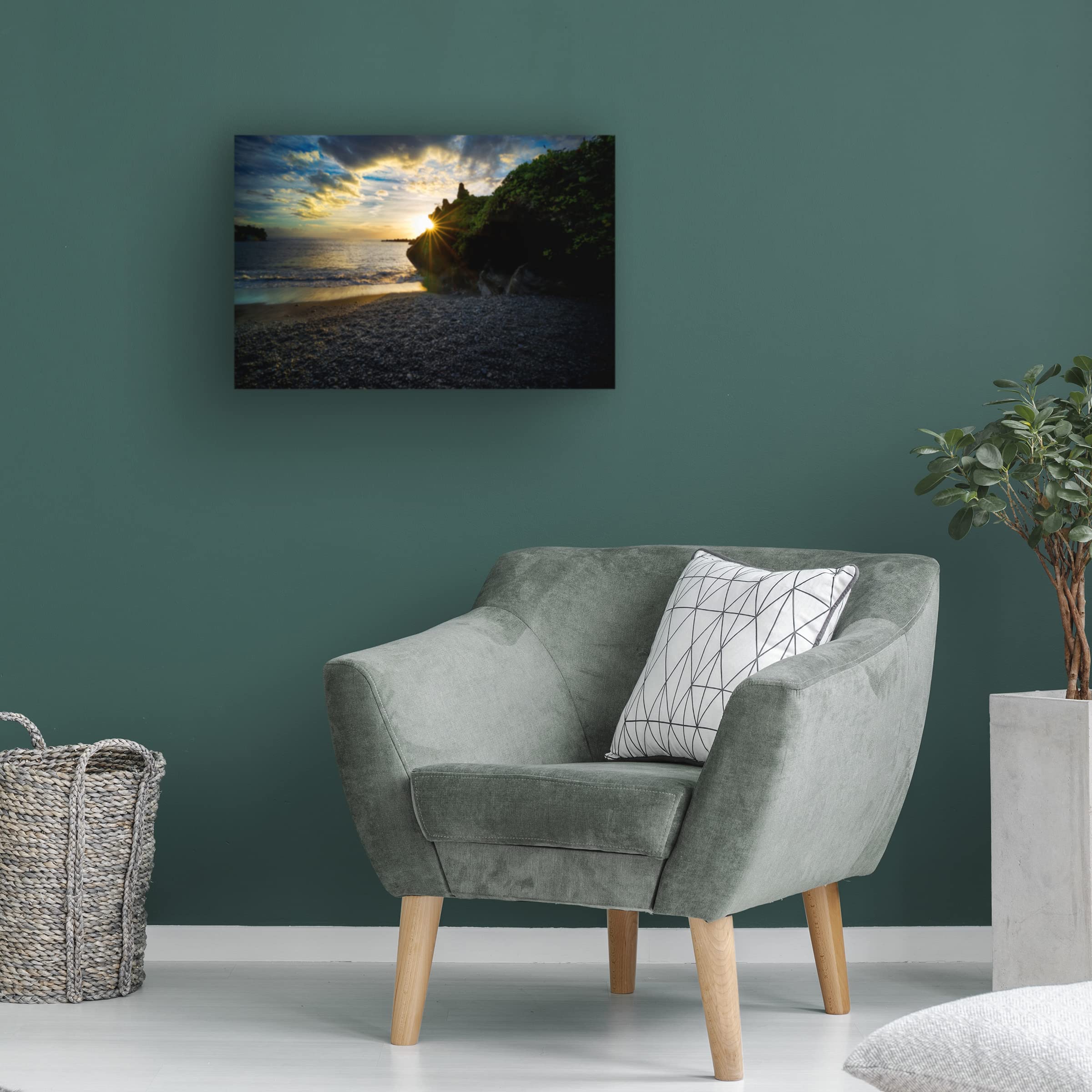 Dennis Frates 'Black Sand Beach 2' Canvas Wall Art Print - Modern Coastal Home Decor for Living Room, Bedroom & Office