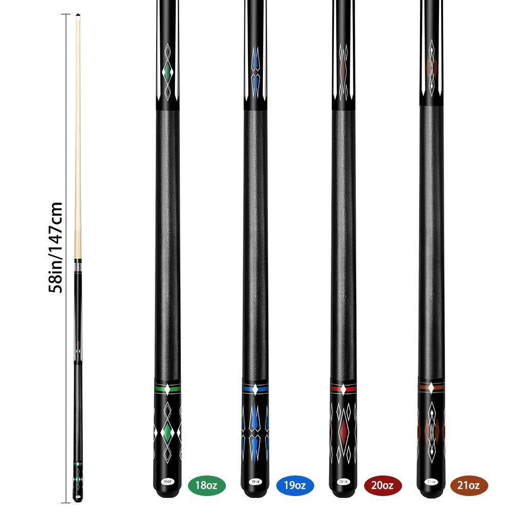 Premium Maple Wood Pool Cue Stick Set - 4 Professional 58