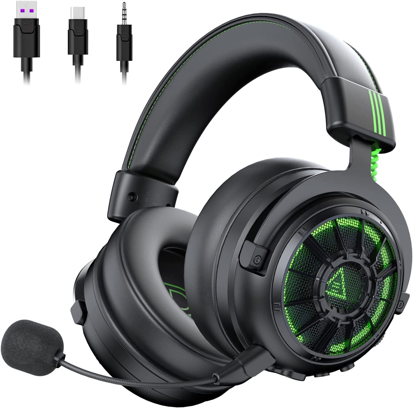 EKSA StarEngine Pro USB Gaming Headset - 7.1 Surround Sound Wired Headphones for PC, PS4, PS5, Xbox One | Over-Ear Noise Cancelling Mic with Dual Chamber Drivers | Game & Music Modes | LED Lights - Perfect for FPS Gaming, Streaming & Online Meetings