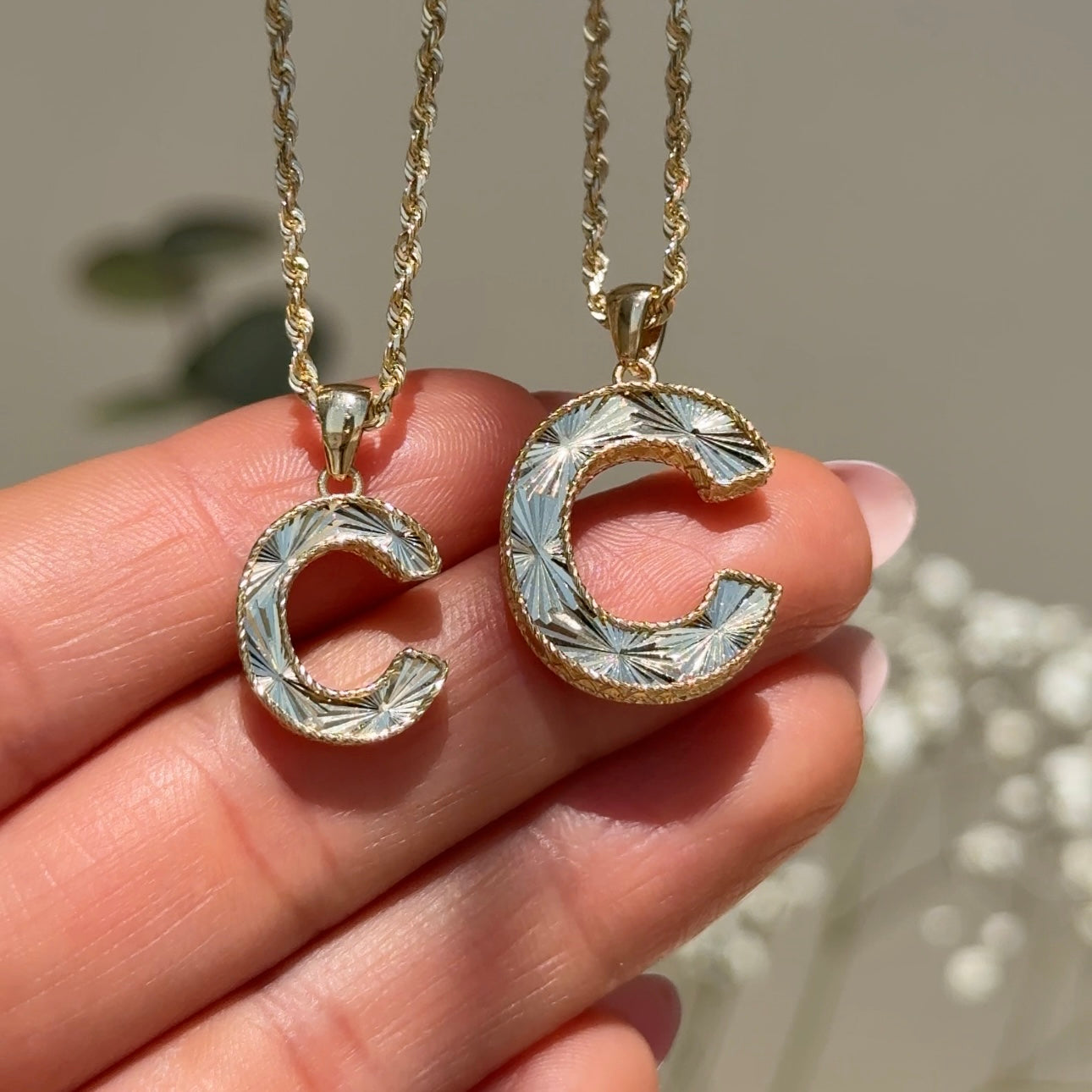 10K Gold Radiant Cut Initial Pendant Necklace - Personalized Name Jewelry for Women, Gift for Her - Perfect for Birthdays, Anniversaries & Special Occasions