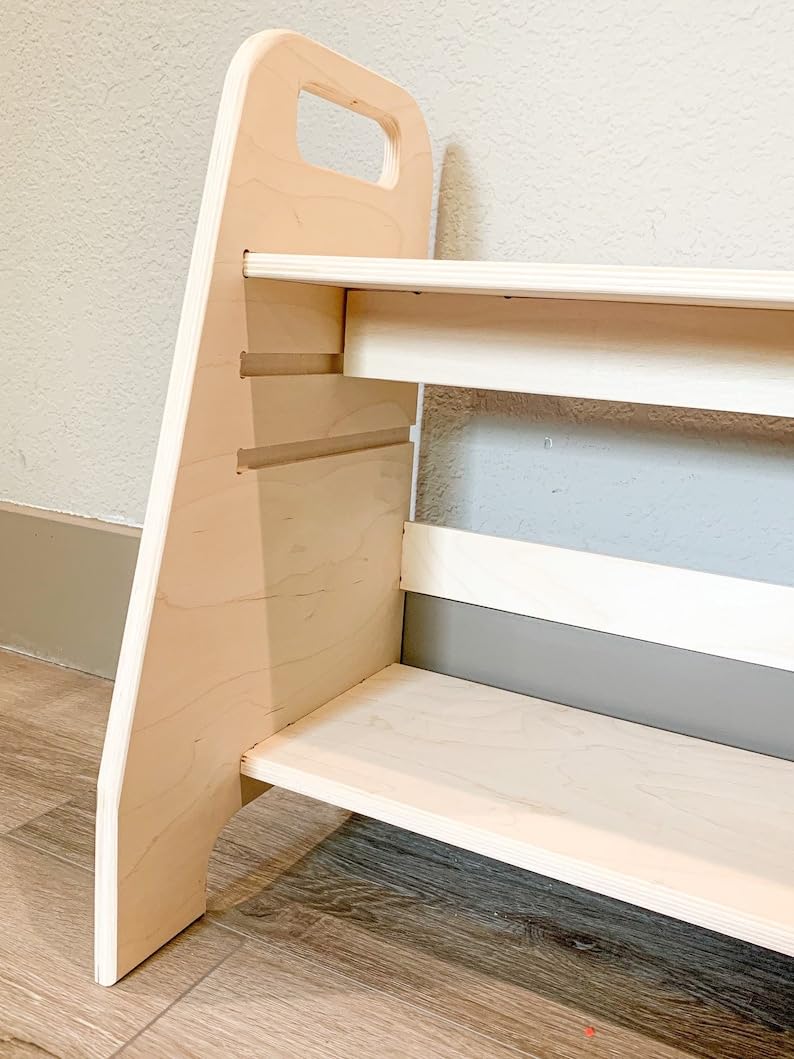 Adjustable Montessori Wooden Toddler Bench - Kids Playroom Furniture, Self Care Station & Shoe Bench for Toddlers - Perfect for Playrooms, Bedrooms & Entryways