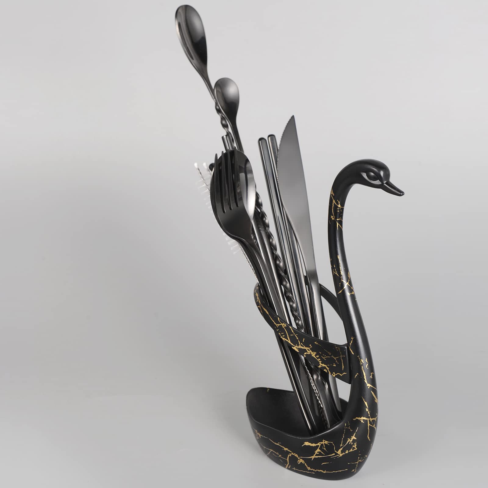 Luxury Black Swan Base Holder for Wedding, Dining & Coffee Bar - Elegant Table Decor for Home, Party & Event Centerpieces