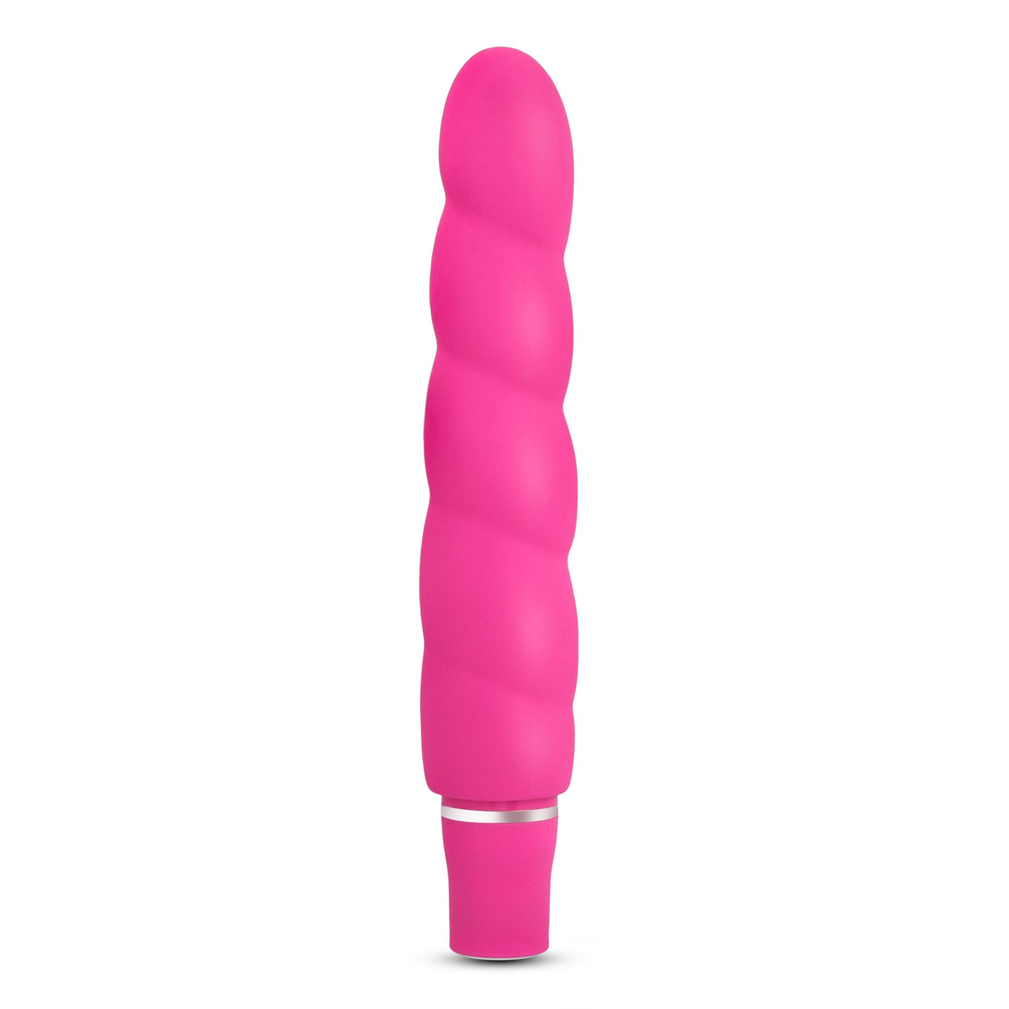 Blush Novelties Luxe Anastasia - 6.5 Inch 10-Speed Vibrating Spiral Platinum Silicone AA Battery Powered Vibrator - Ribbed Stimulator for G-Spot & Clitoral Pleasure - IPX7 Waterproof Sex Toy for Women & Couples - Pink - Perfect for Shower Play & Sensual Massage
