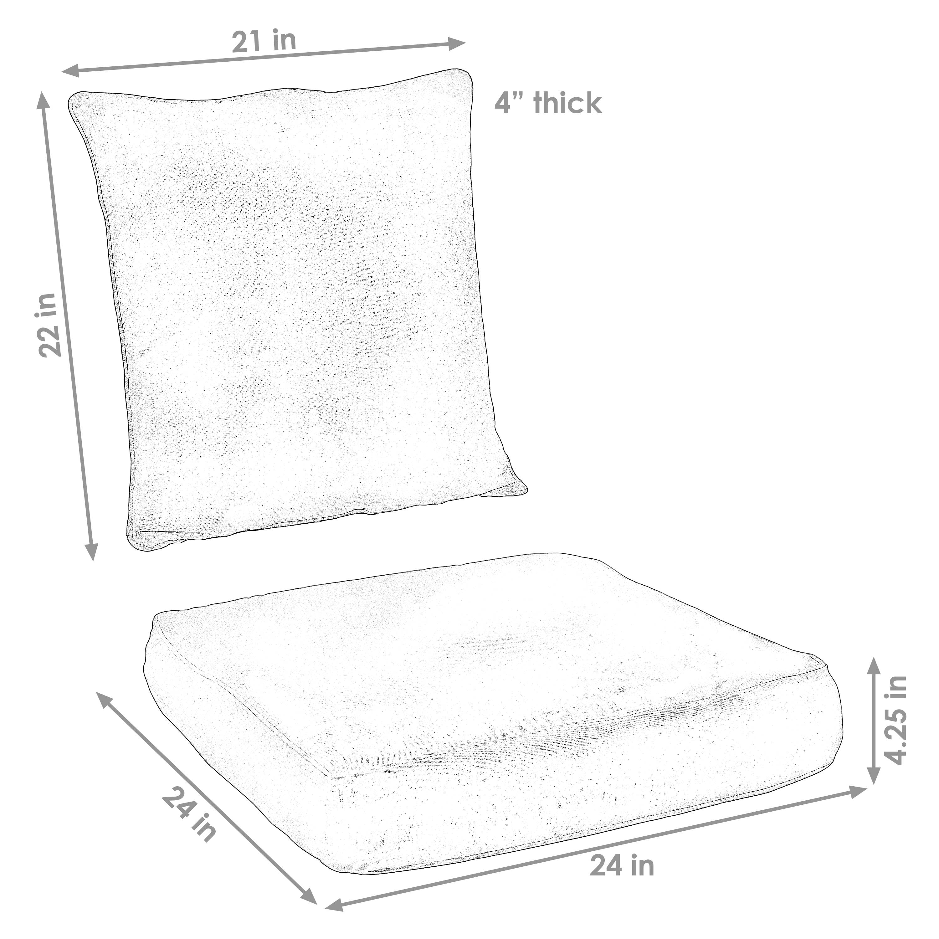 Sunnydaze Deep Seat Cushion Set - Outdoor Patio Furniture Cushions with Back & Seat Pillows for Garden, Deck, Poolside & Porch Relaxation