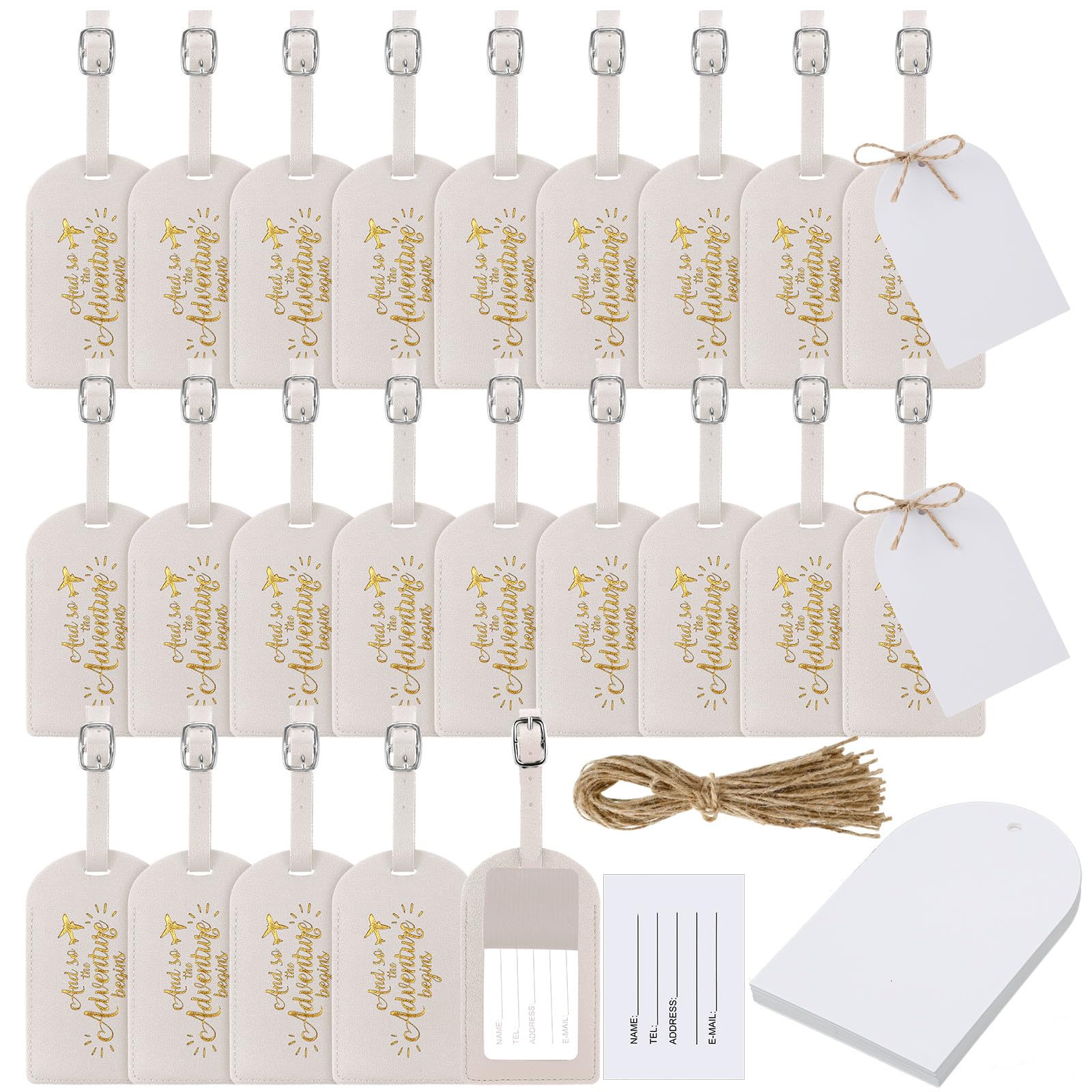 Amylove 24-Pack Bulk Luggage Tags - Durable Travel Tags for Suitcases, Wedding Favors & Bridal Gifts | Perfect for Guests, Honeymoon Travel & Adventure-Themed Events
