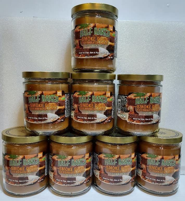 Smoke Odor Eliminator Candle - 13oz Jar, Half Baked Scent, Set of 8 | Freshen Home, Remove Cooking & Fireplace Smells | Perfect for Living Room, Kitchen & Bathroom