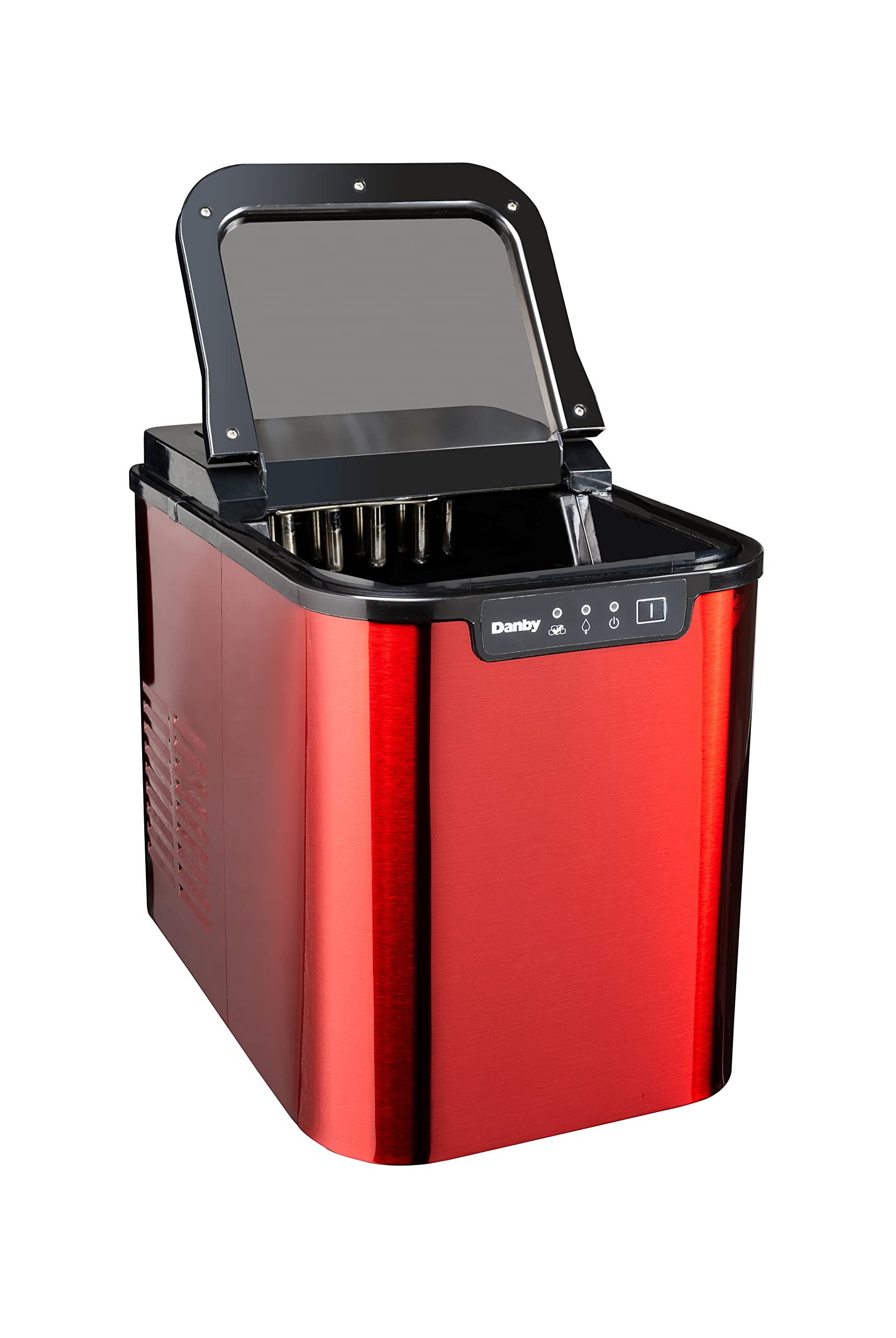 Danby DIM2500RDB 25 lbs/24Hrs Countertop Ice Maker with Electronic Controls, LED Display & Self-Clean Function - Compact Red Ice Machine for Home, Office, Party & RV Use (Holds 2 lbs of Ice)