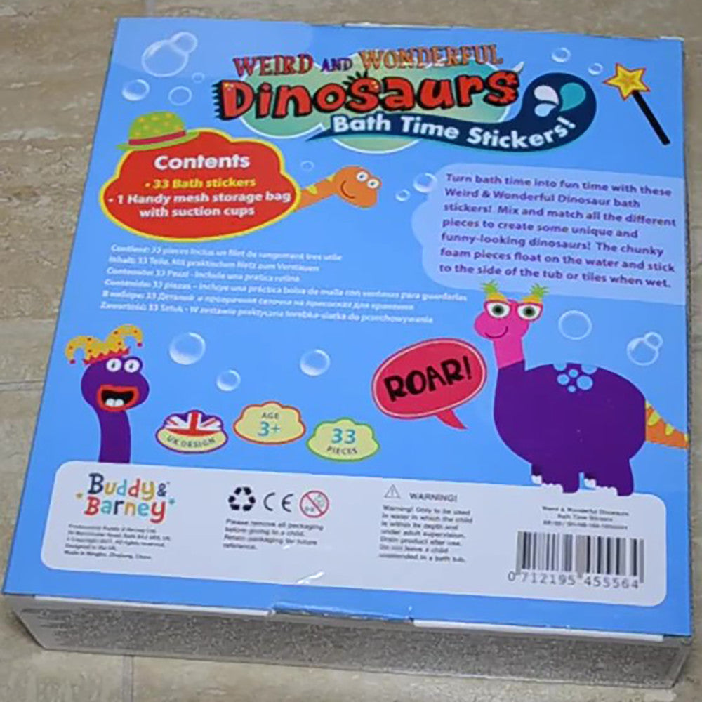 Buddy & Barney Magical Mix & Match Dinosaur Bath Stickers for Kids - Fun Waterproof Bathtub Decals for Toddlers & Children's Bathroom Decor