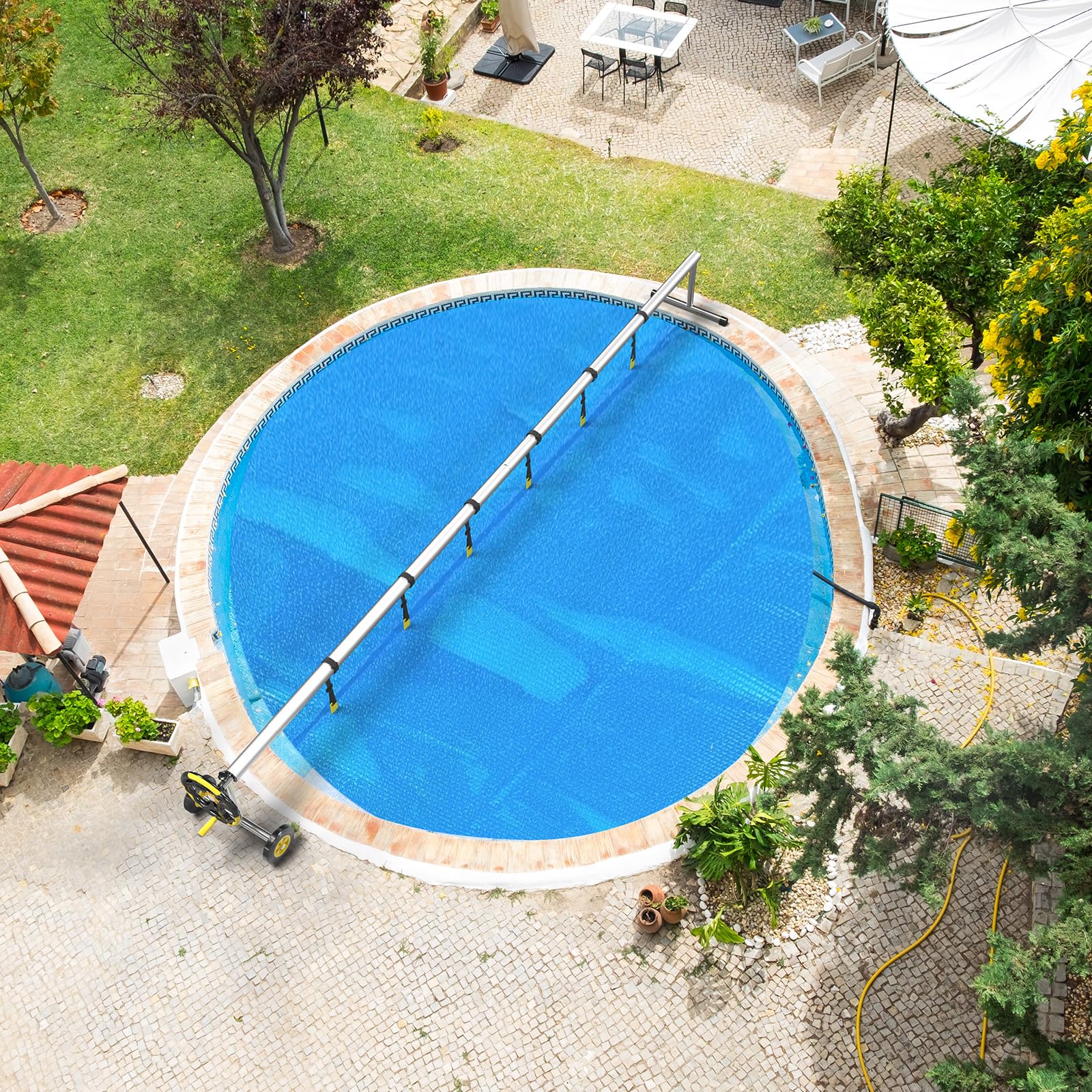 VINGLI 12Mil Solar Pool Cover - 12FT Round Solar Blanket for Inground & Above-Ground Swimming Pools - Blue (12') - Energy Efficient Heating Solution for Year-Round Swimming Comfort