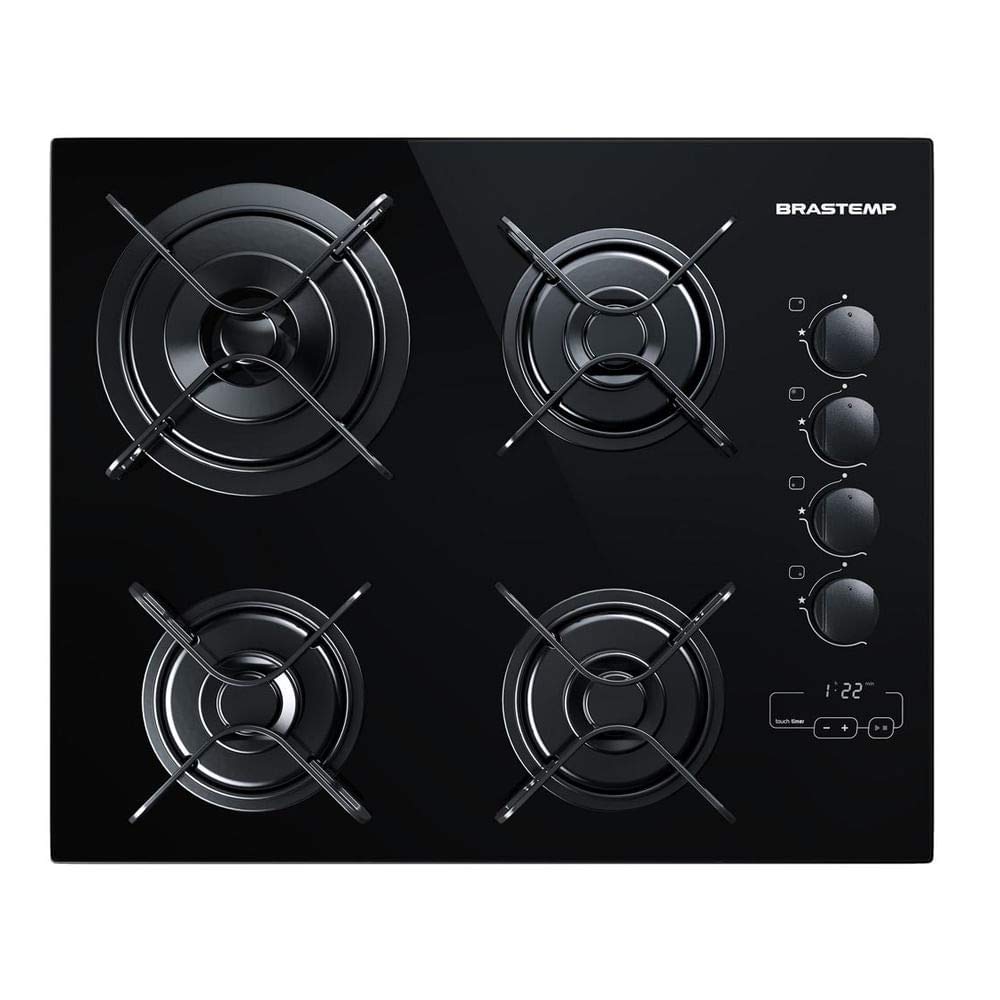 Brastemp 4-Burner Gas Cooktop with Dual Flame & Touch Timer - BDT62AE BIVOLT - Perfect for Home Kitchens & Outdoor Cooking