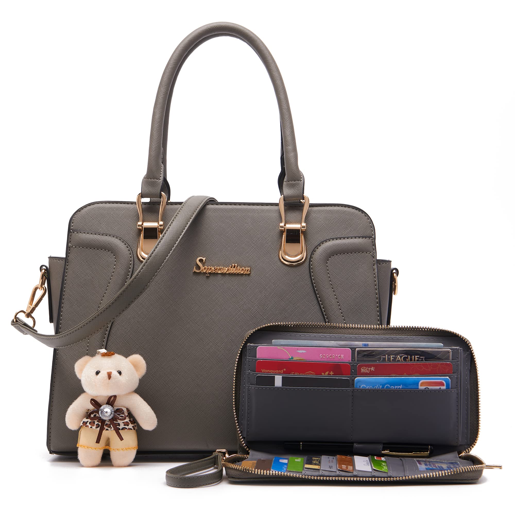 Soperwillton Women's 2-Piece Handbag Set - Tote & Shoulder Bag for Work & Daily Use