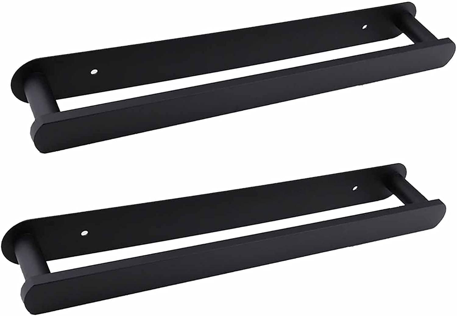 2-Pack Stainless Steel Self-Adhesive Bathroom Towel Rack - No Drill Wall Mounted Towel Holder with Strong Hold - Perfect for Bathroom, Kitchen, RV & Dorm Organization (Black)